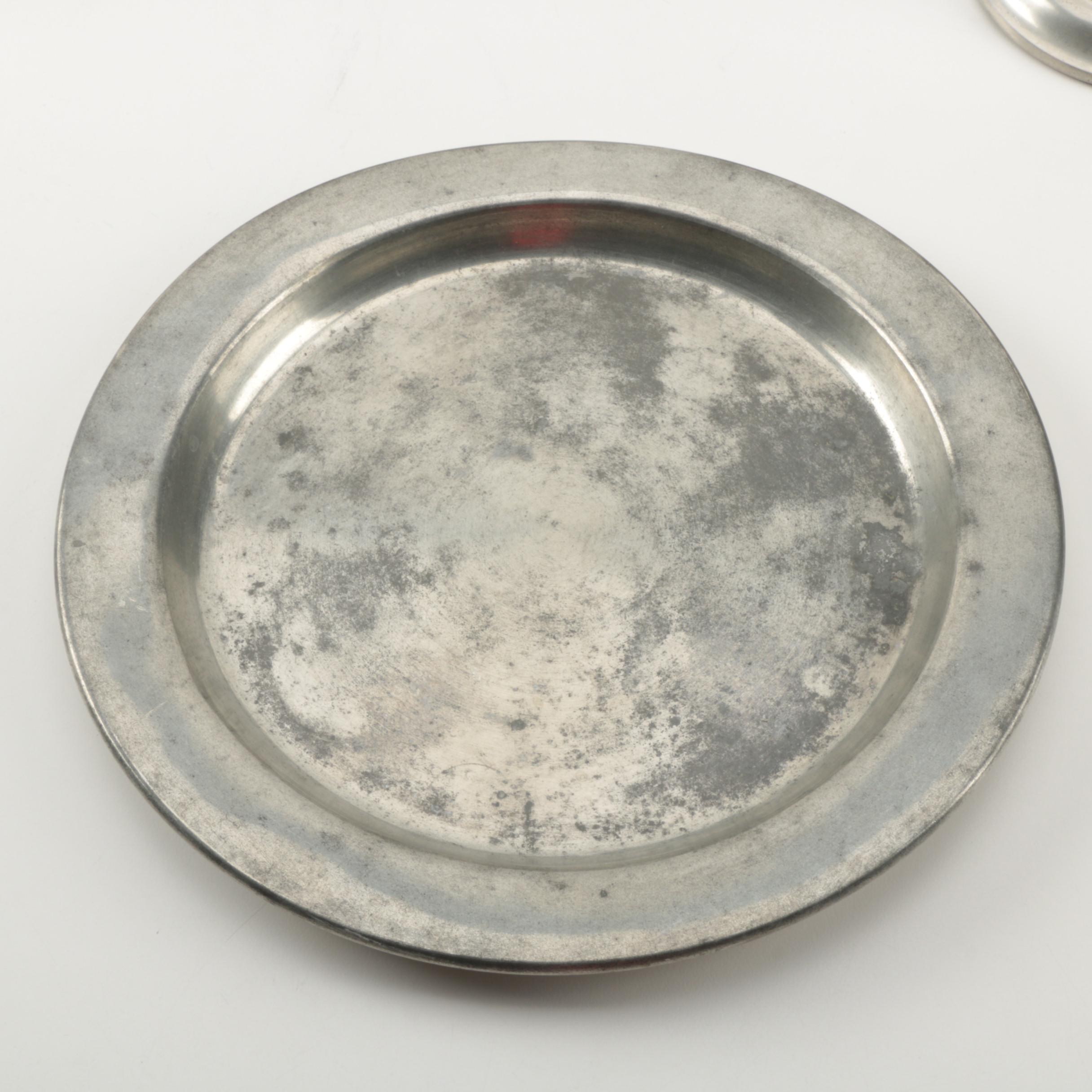 Bolivian Pewter Tea Service with Colonial Pewter Creamer and Sugar Bowl