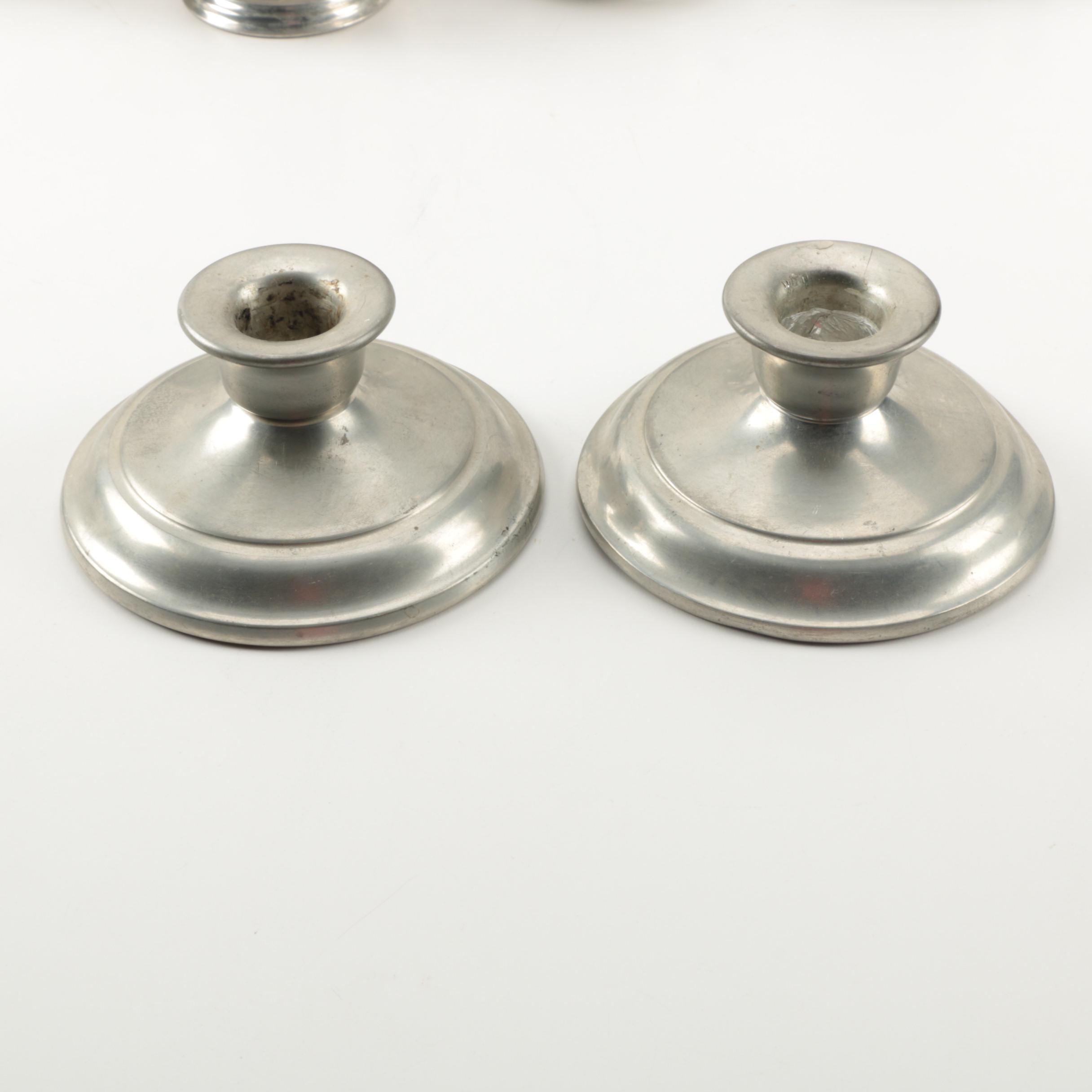 Bolivian Pewter Tea Service with Colonial Pewter Creamer and Sugar Bowl