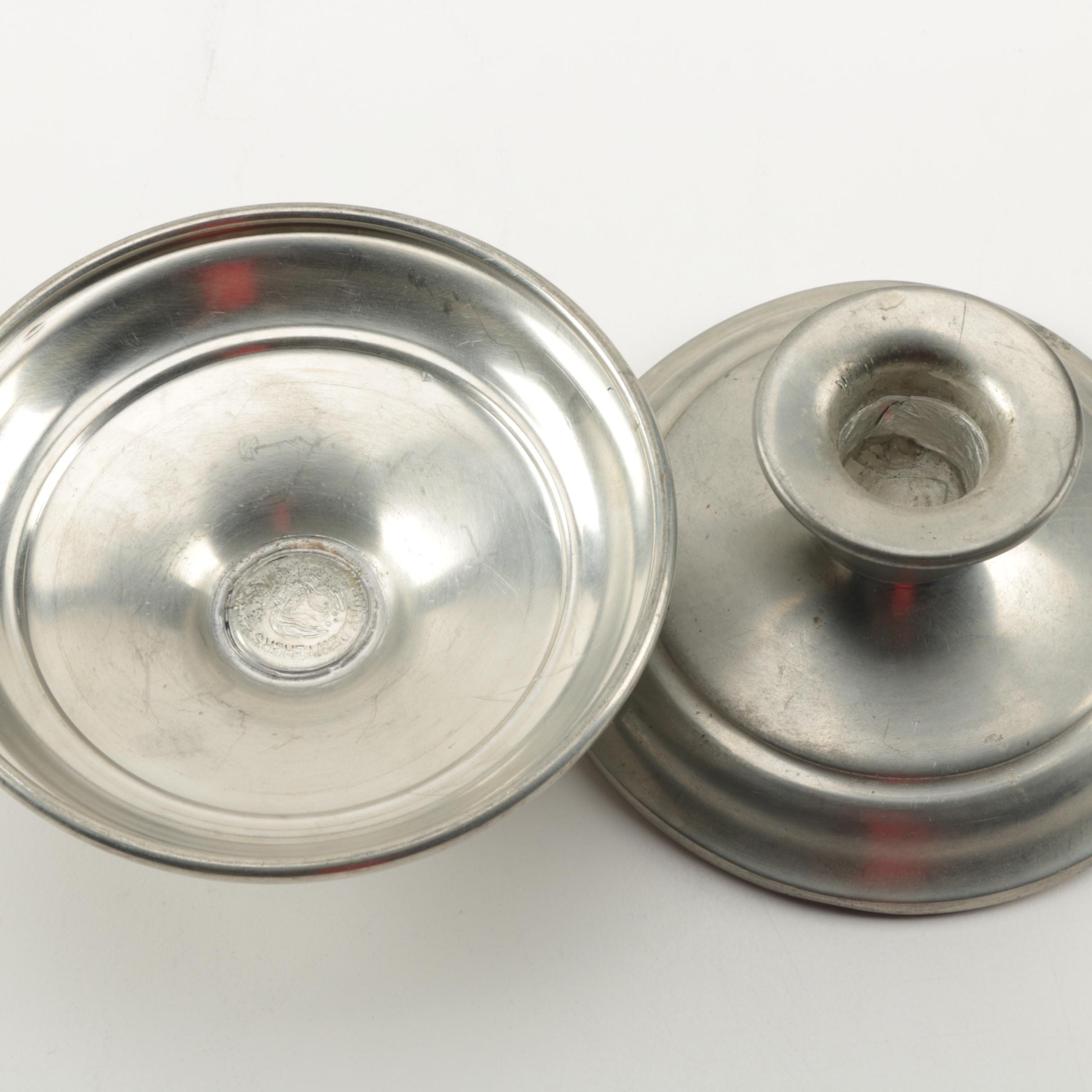 Bolivian Pewter Tea Service with Colonial Pewter Creamer and Sugar Bowl