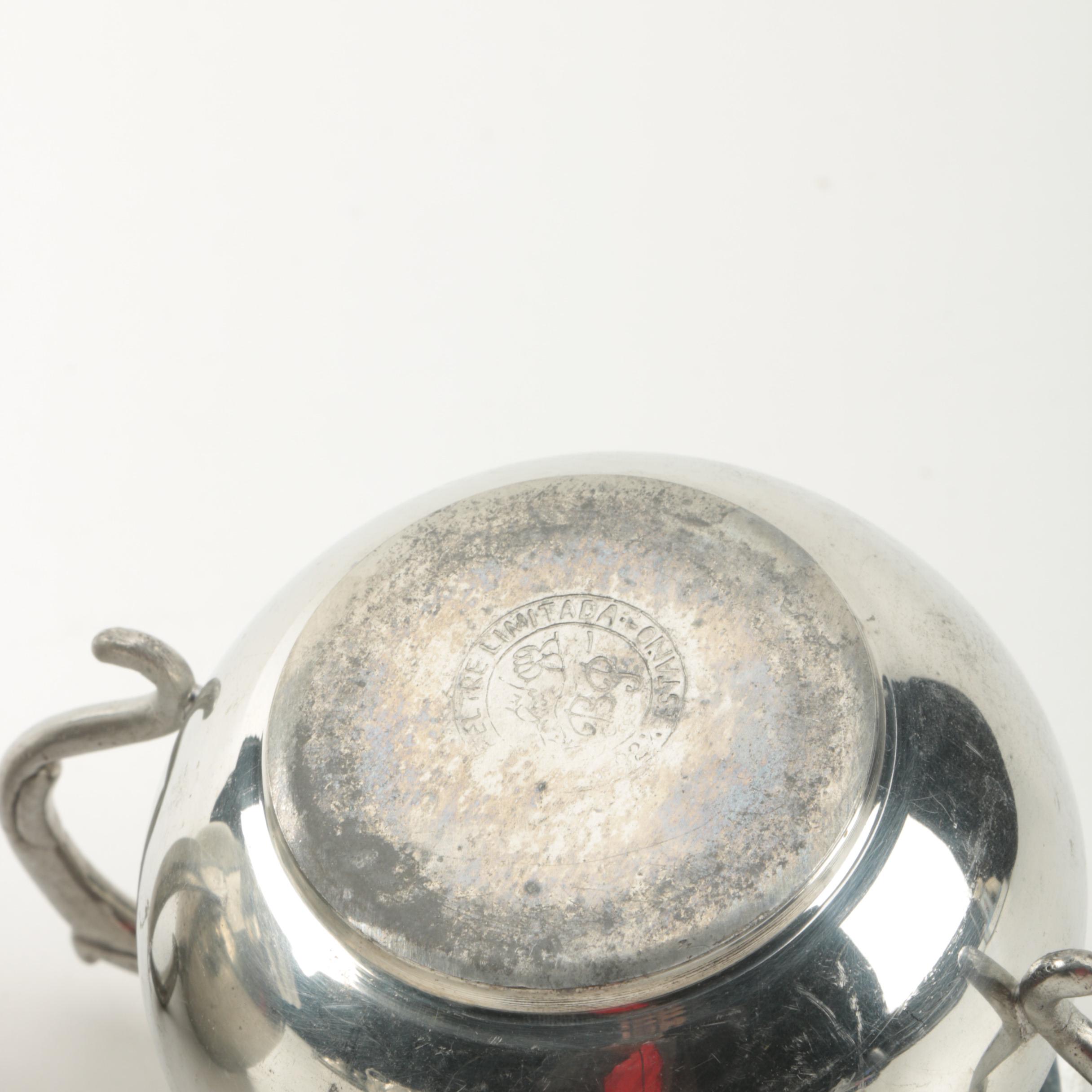 Bolivian Pewter Tea Service with Colonial Pewter Creamer and Sugar Bowl