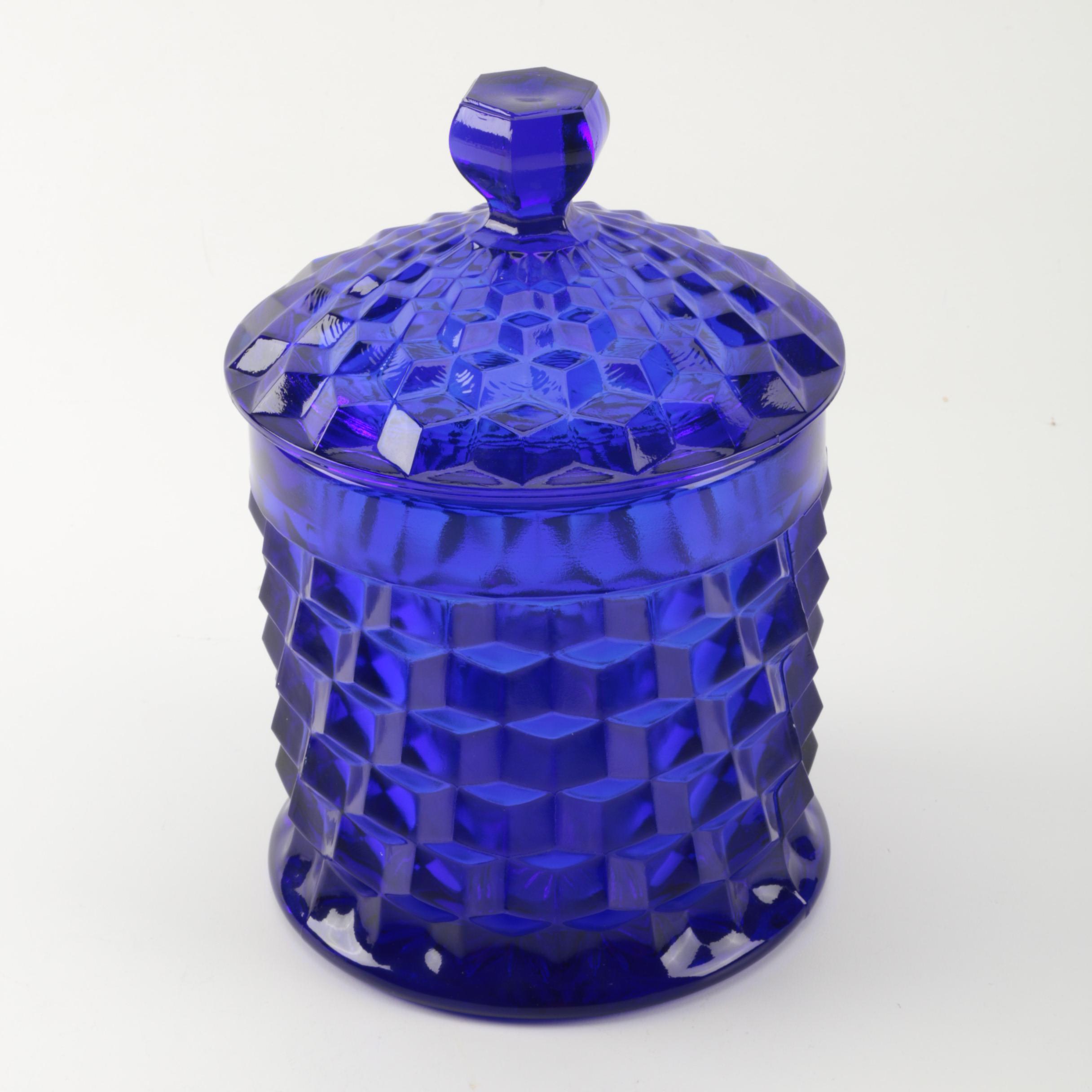 Vintage Cobalt Depression Glass Biscuit Jars