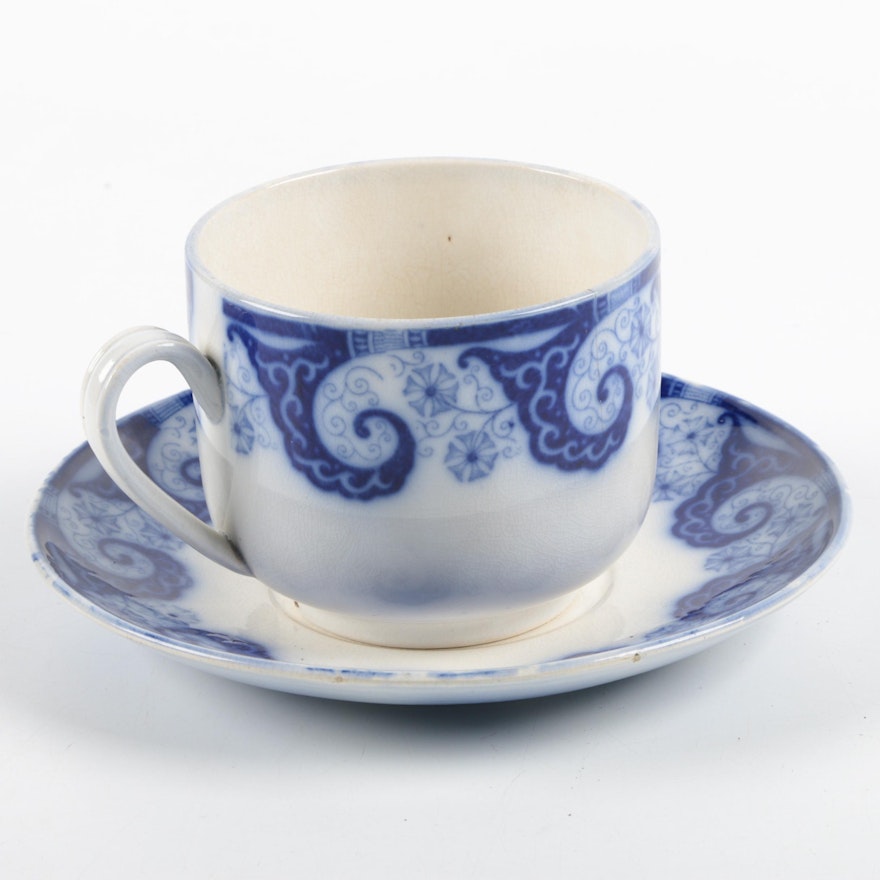 Antique Utzchneider & Company "Persian Moss" Flow Blue Tea Cup