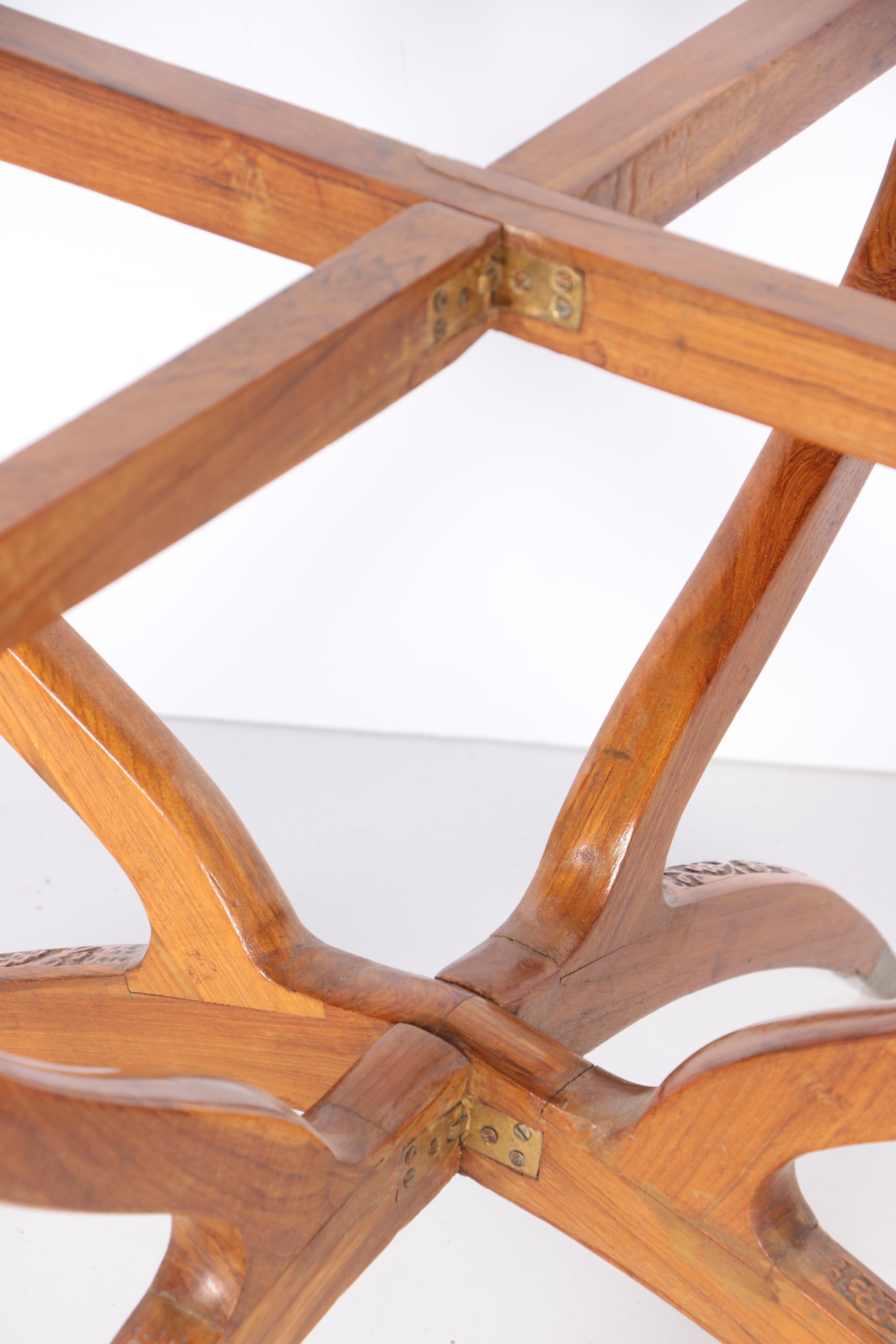 Modern Brass and Teak Side Table