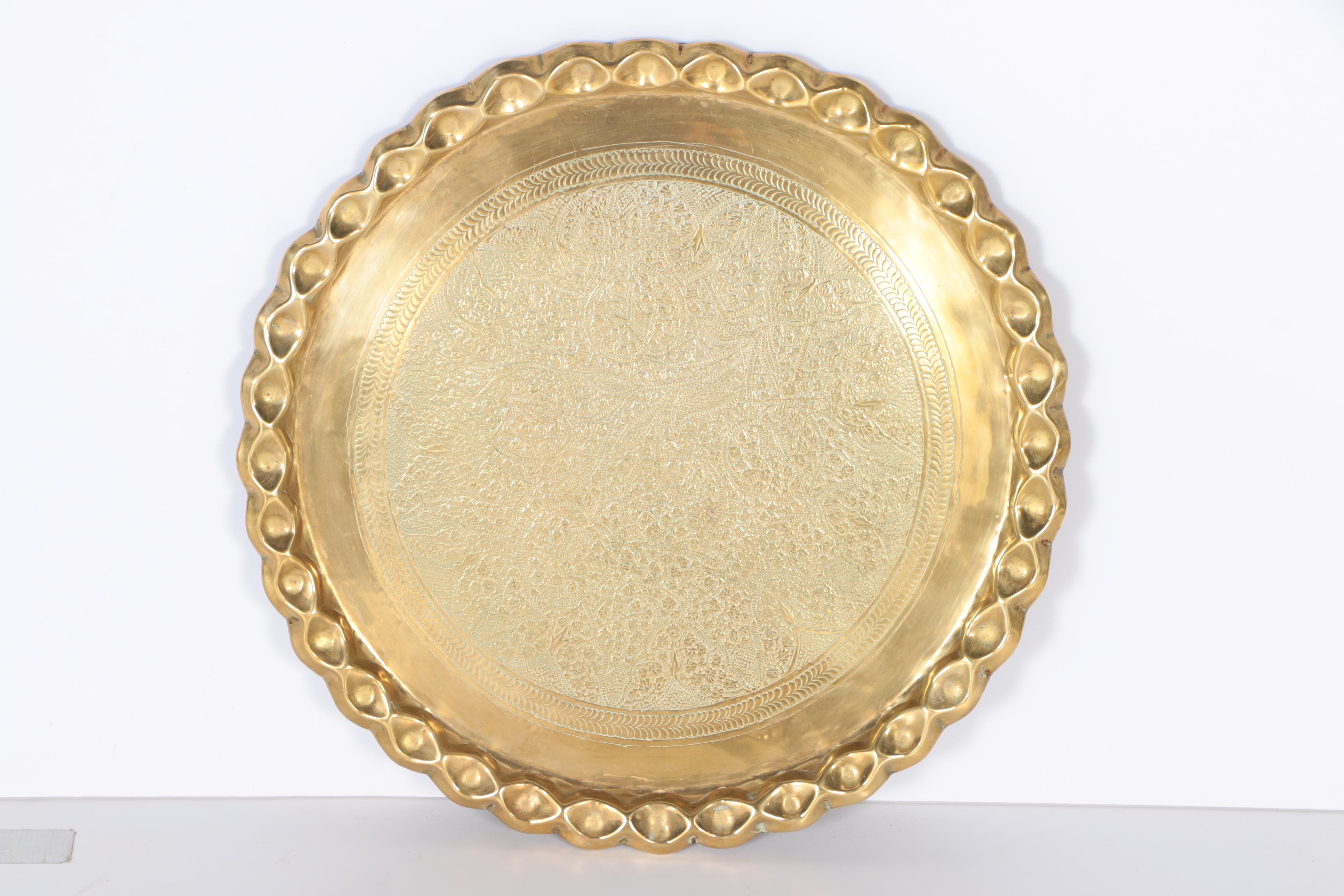 Modern Brass and Teak Side Table