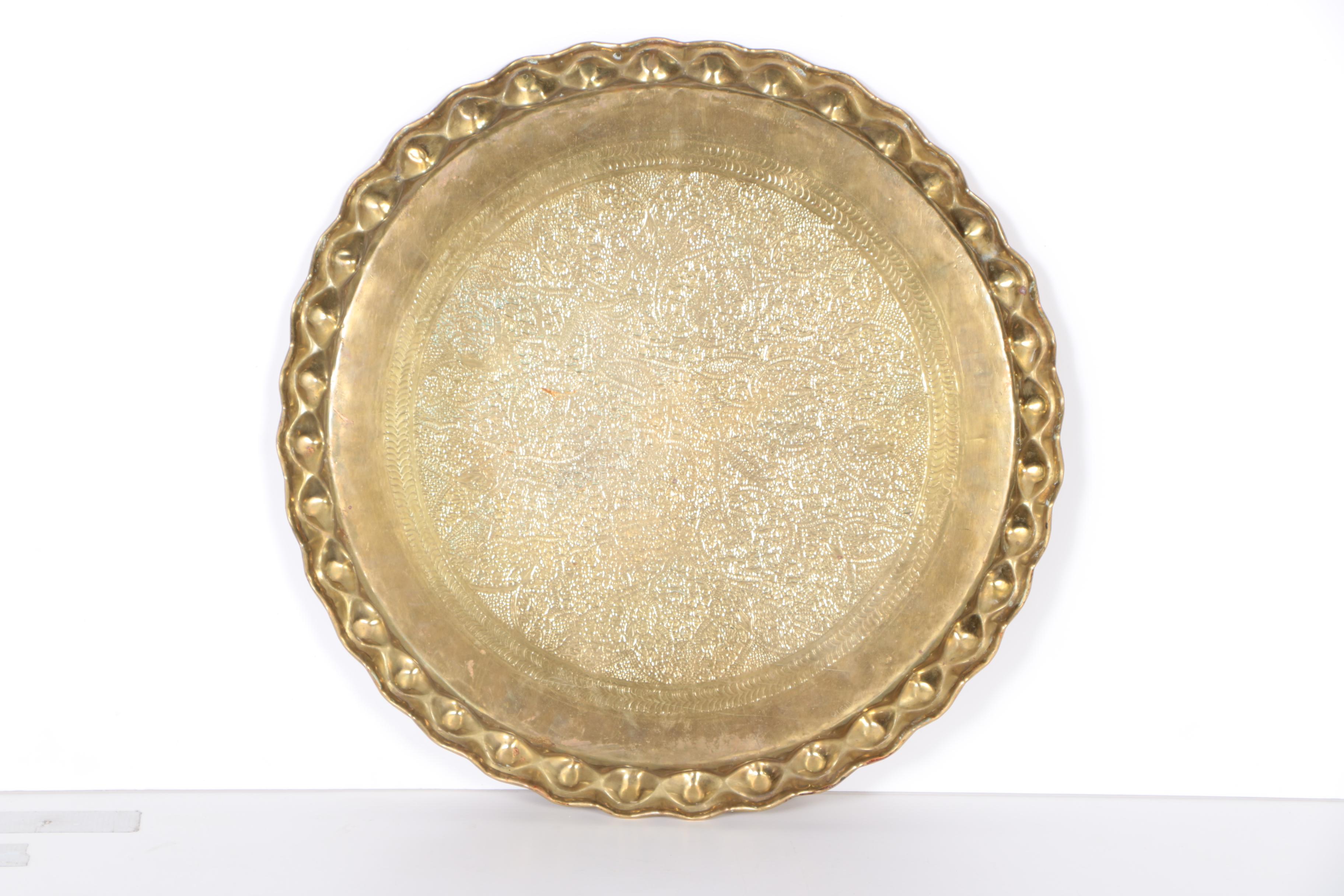 Modern Brass and Teak Side Table