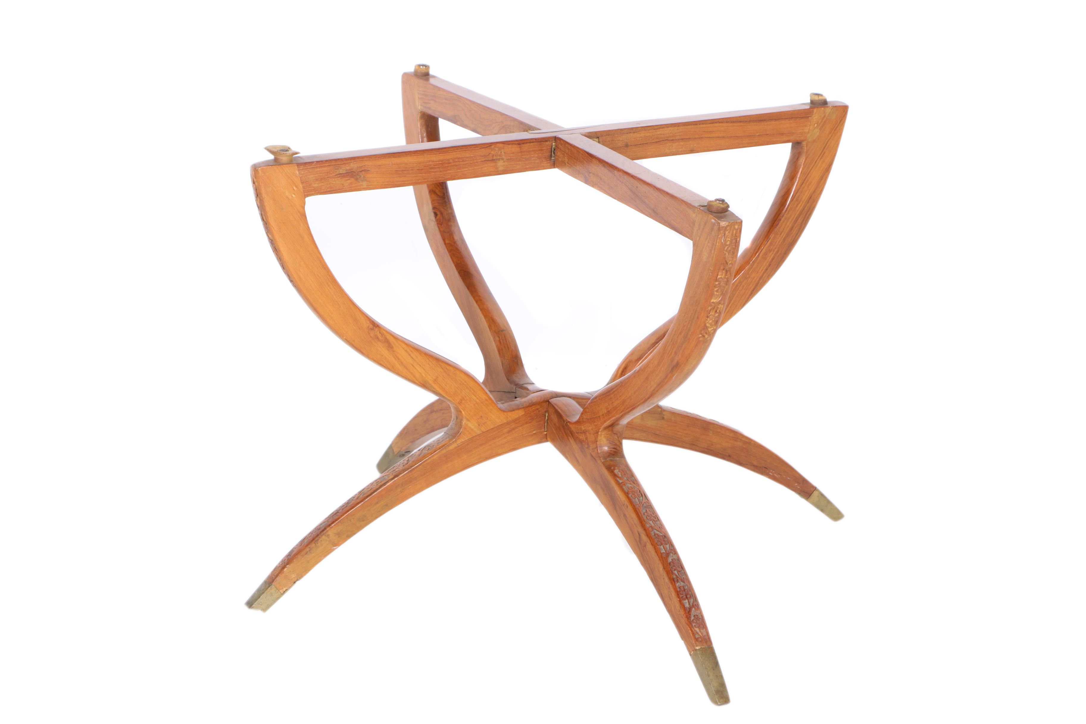 Modern Brass and Teak Side Table