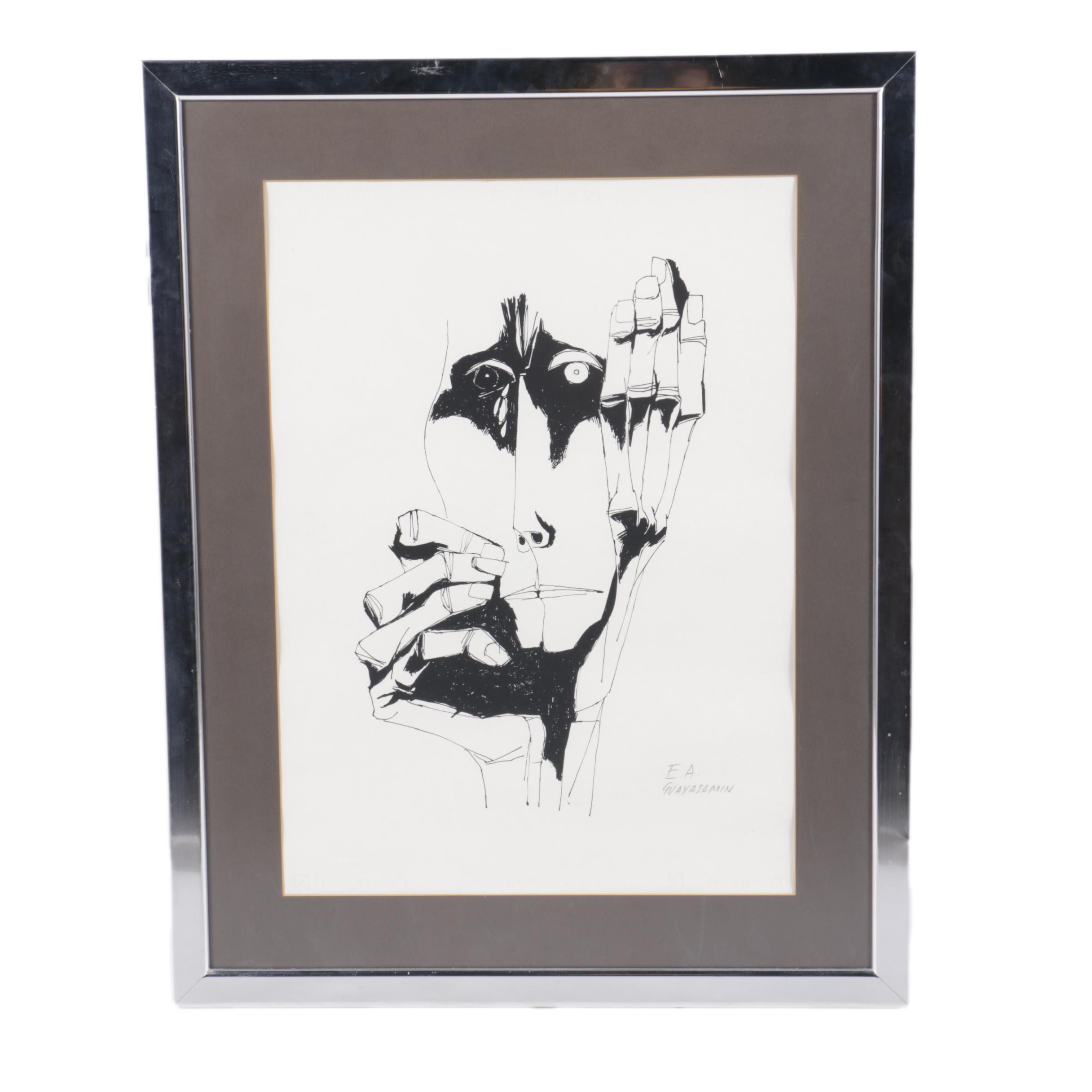 Oswaldo Guayasamín Artist's Proof Lithograph "Face"