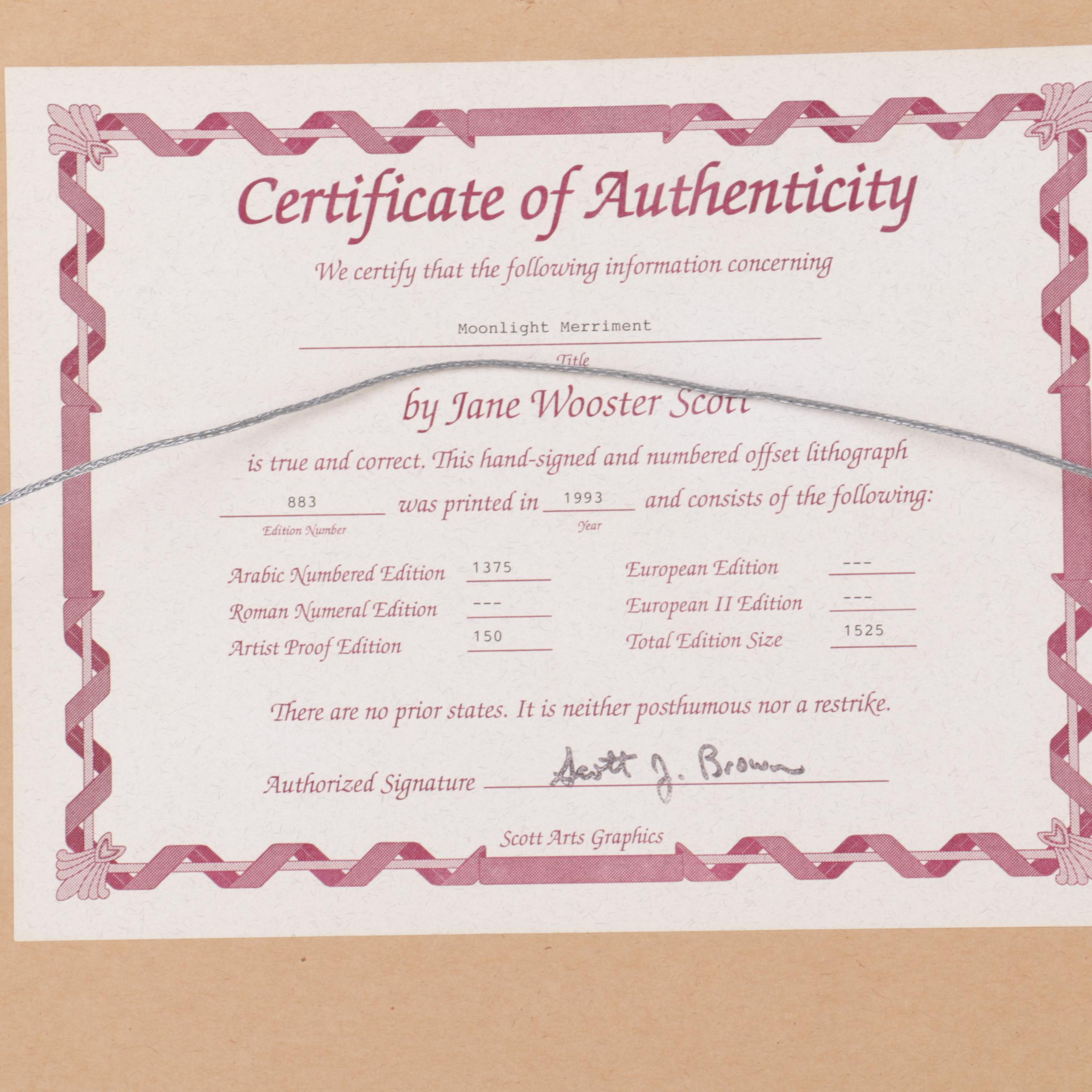 Jane Wooster Scott 1993 Limited Edition Offset Lithograph "Moonlight Merriment"