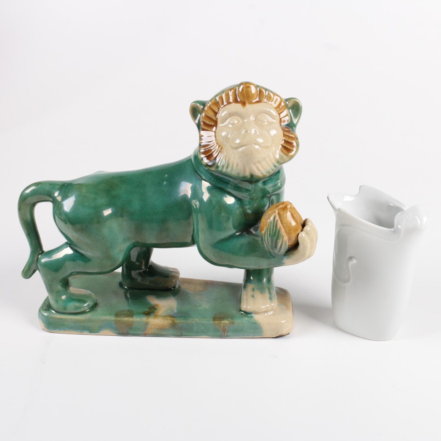 Chinese Monkey Figurine and Vase