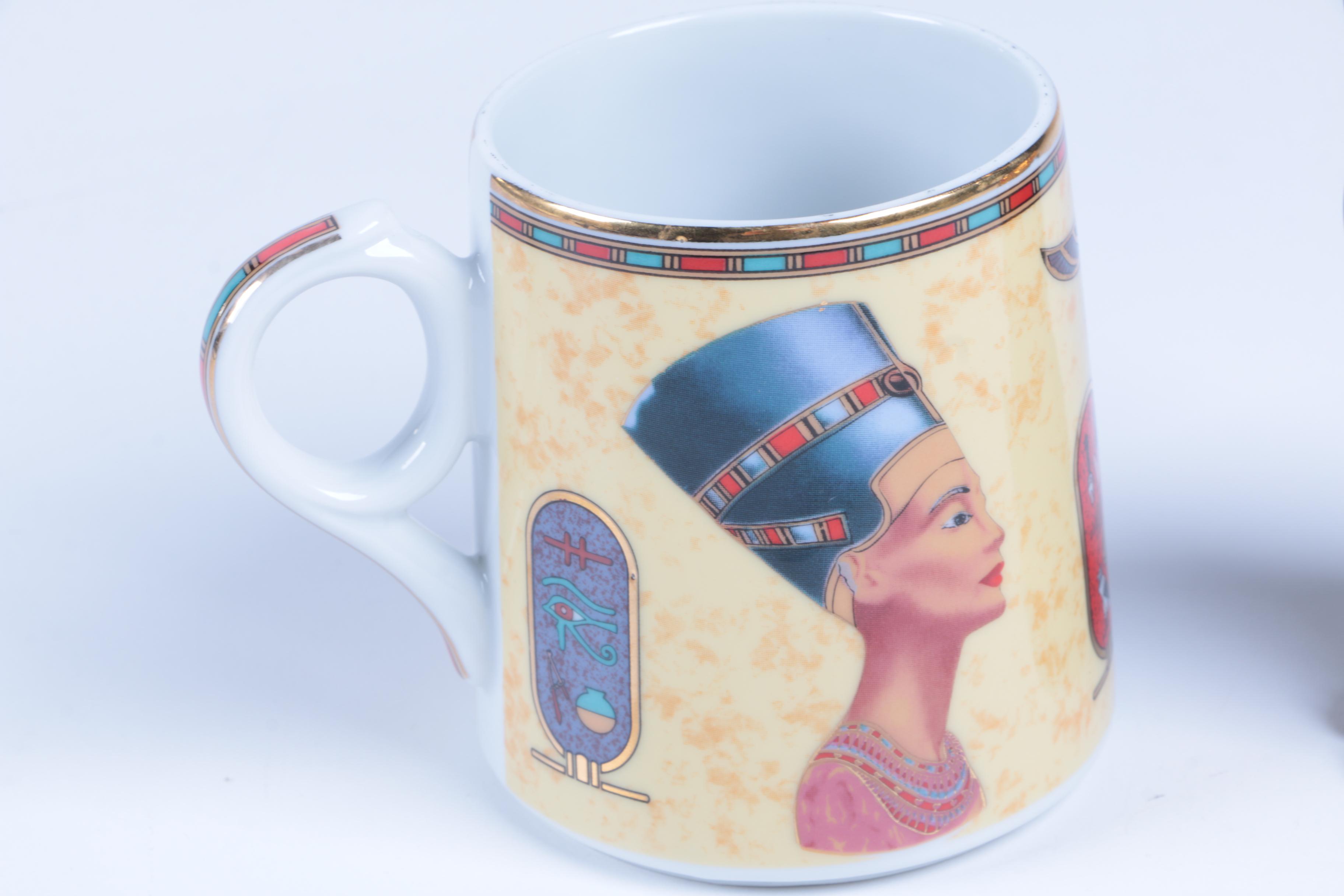 Egyptian Themed Mug and Lenox Cat Figurine