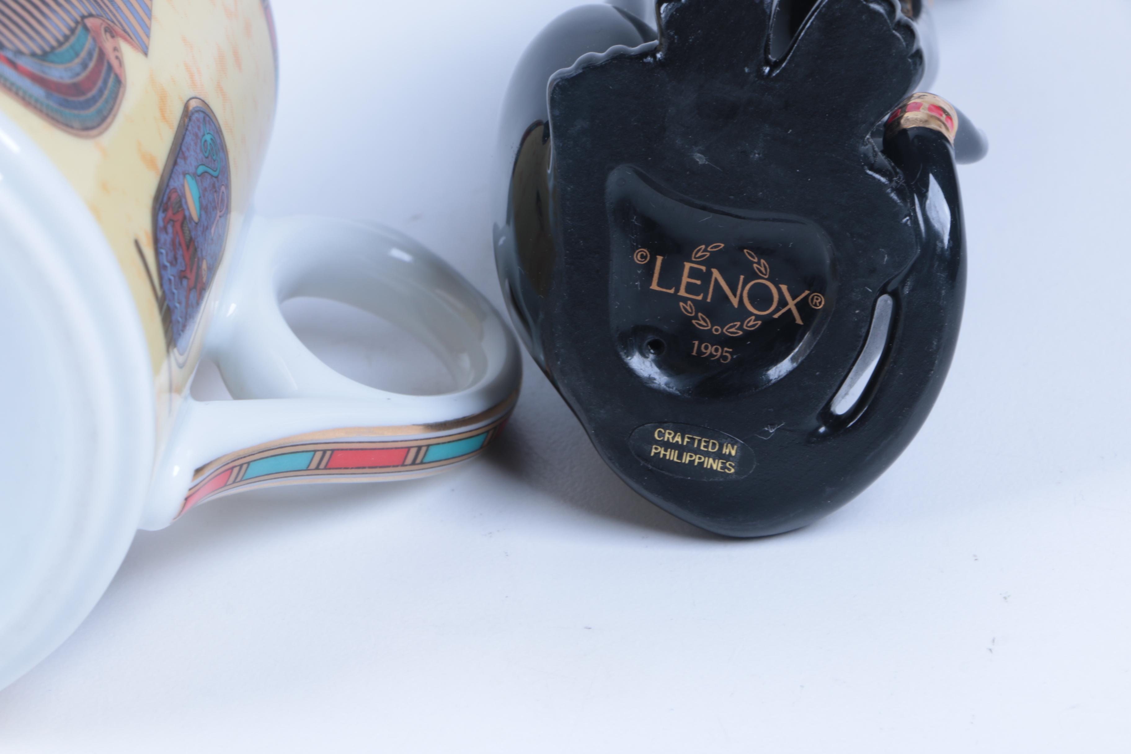 Egyptian Themed Mug and Lenox Cat Figurine
