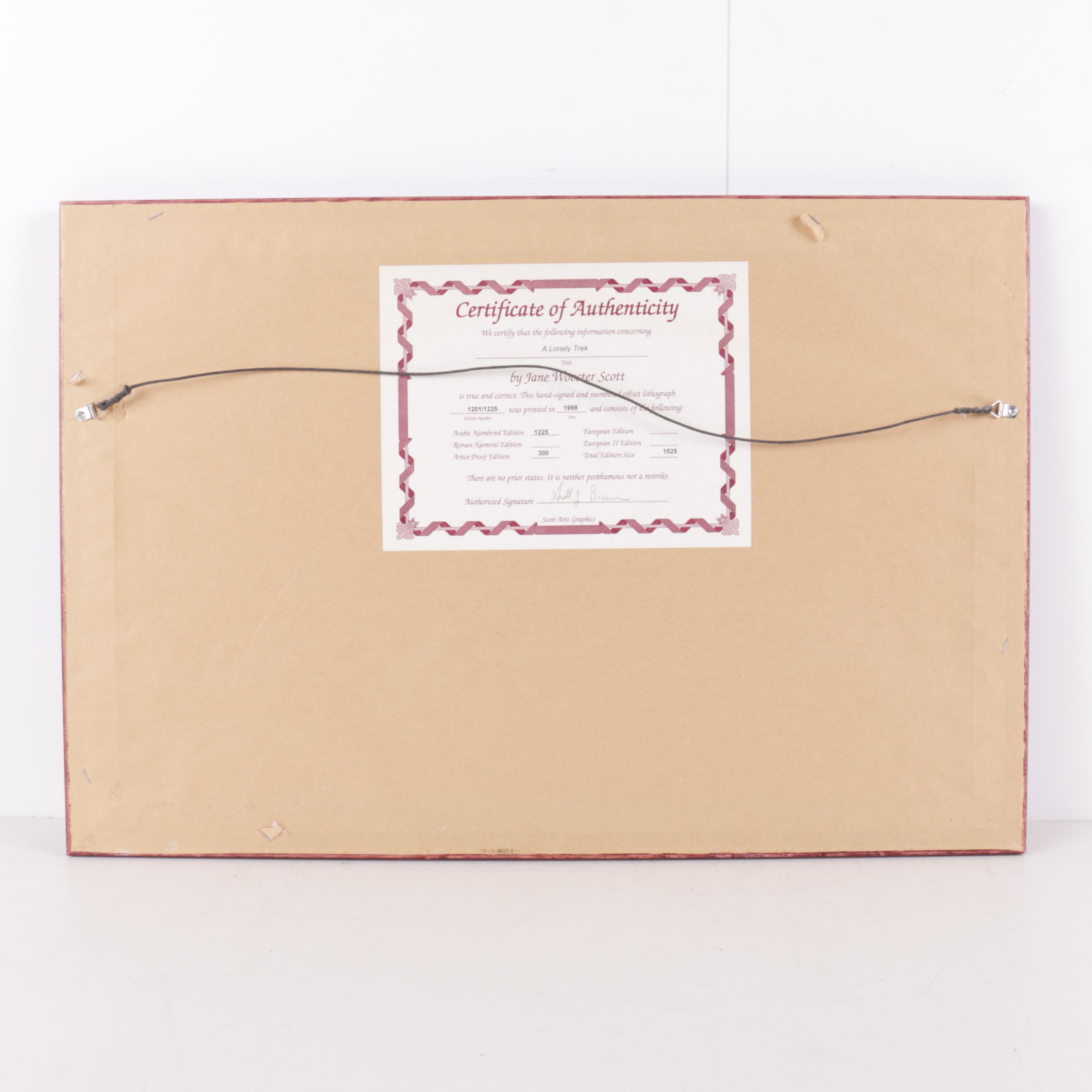 Jane Wooster Scott 1998 Limited Edition Offset Lithograph Print "A Lonely Trek"