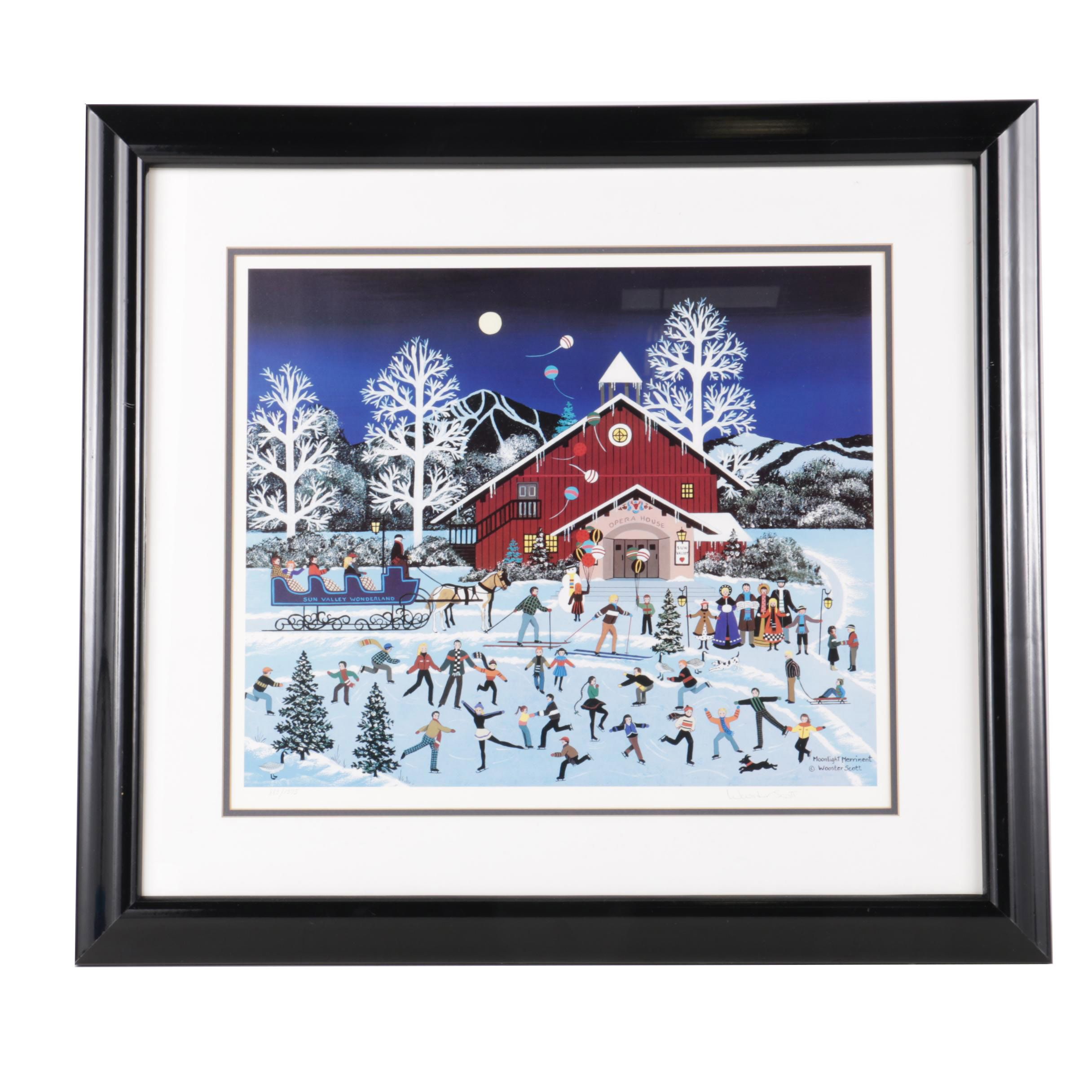 Jane Wooster Scott 1993 Limited Edition Offset Lithograph "Moonlight Merriment"
