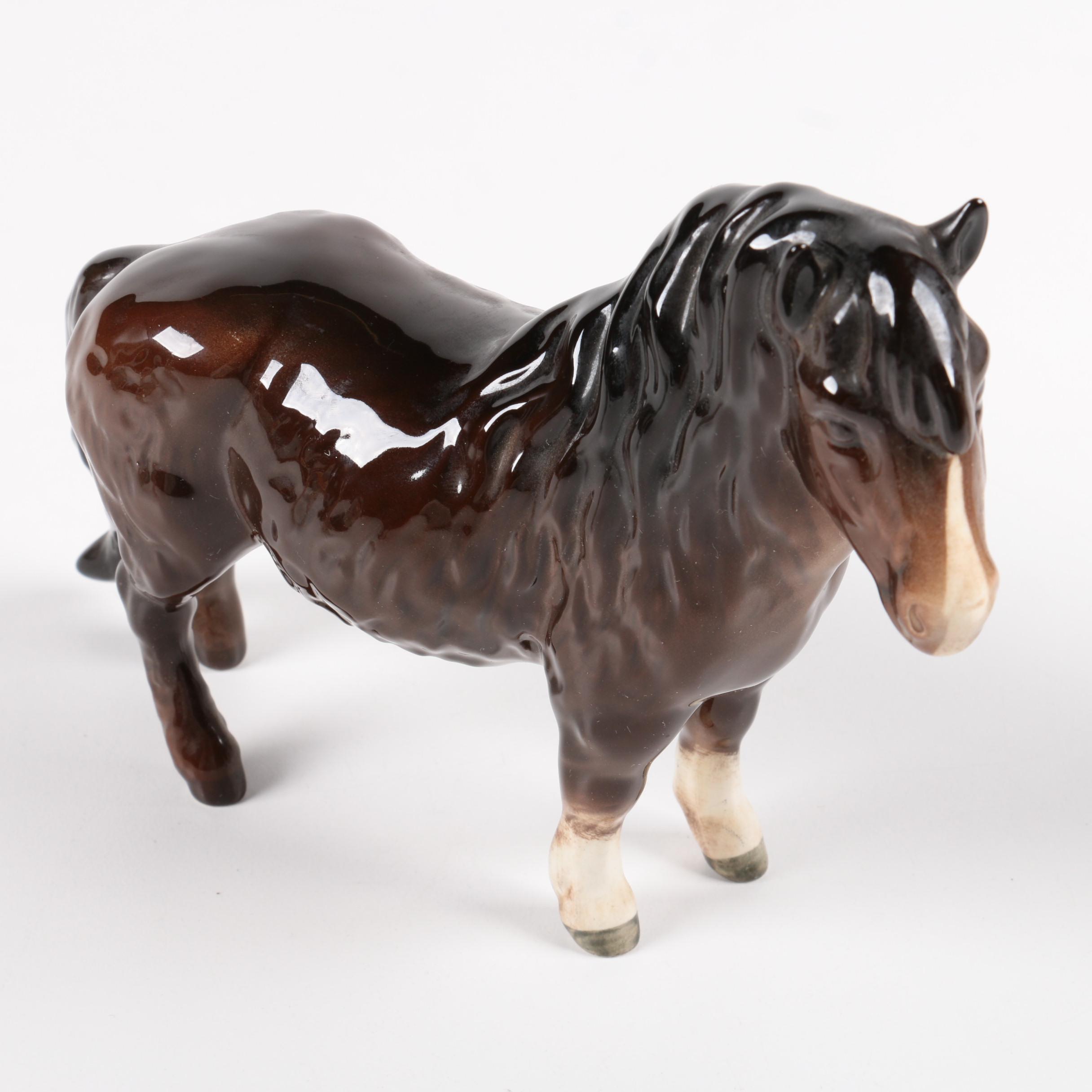 Vintage Beswick Horse Porcelain Figurines and Thelwell Figurine