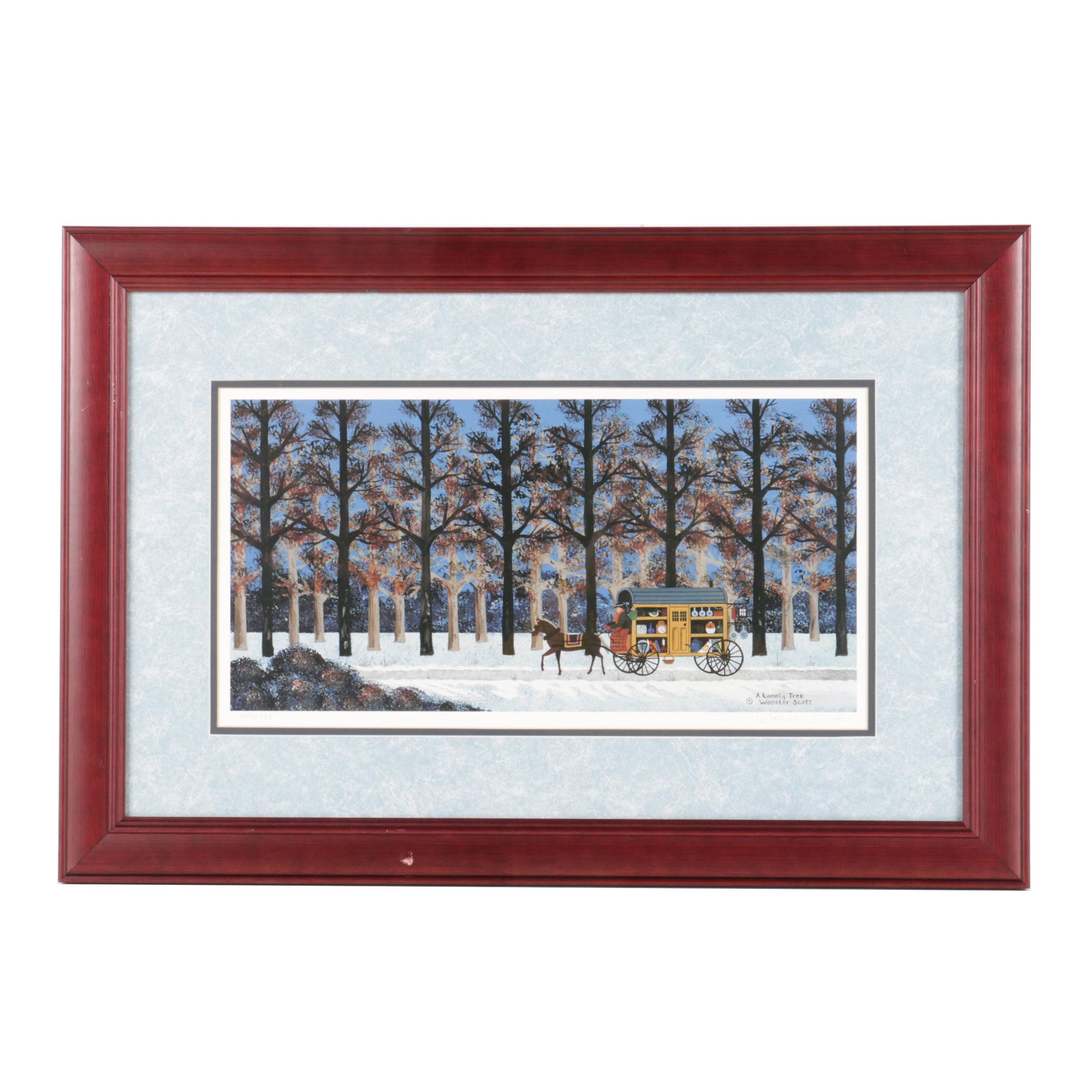 Jane Wooster Scott 1998 Limited Edition Offset Lithograph Print "A Lonely Trek"