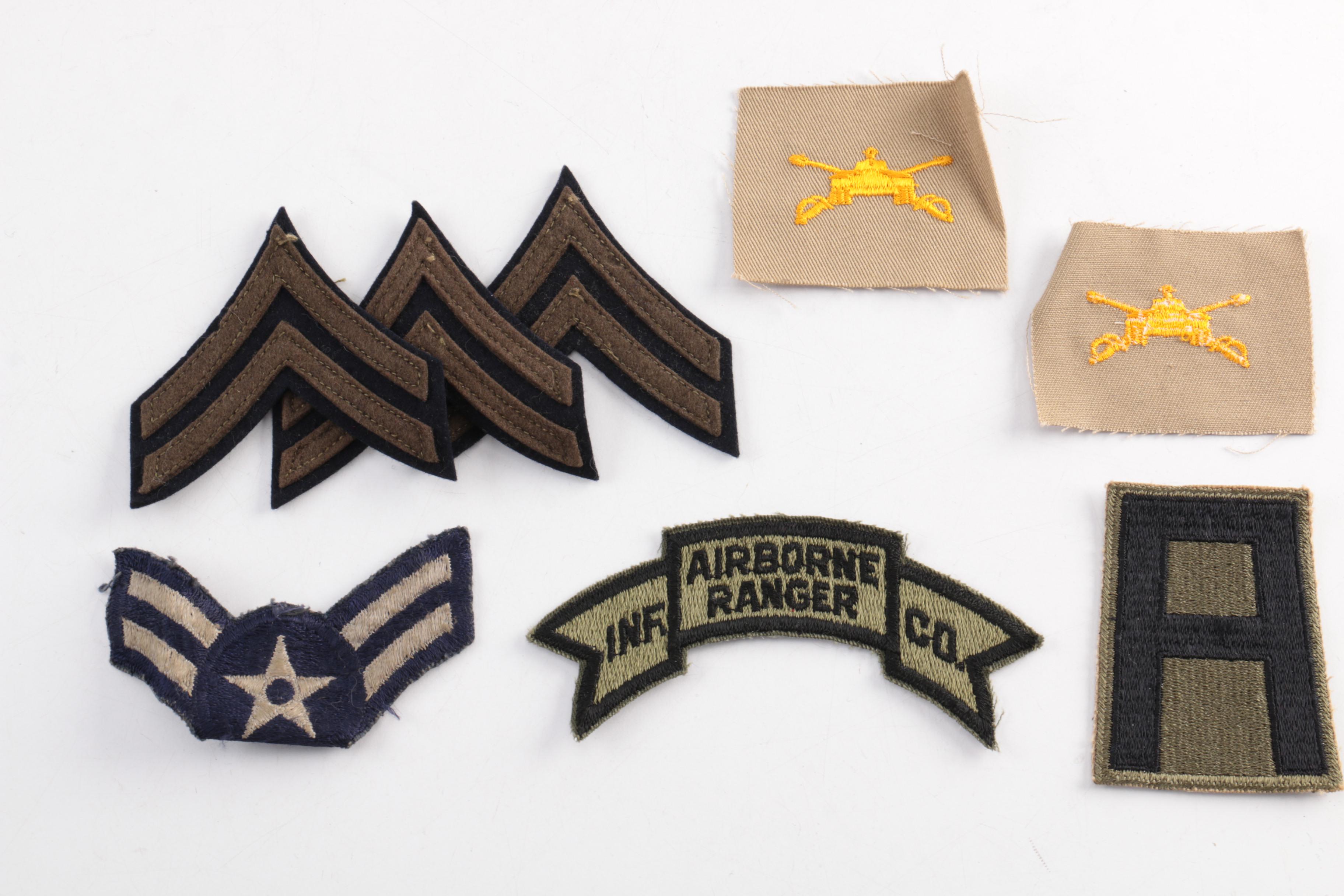 WWII US Army Rank Insignia Patches and Pins