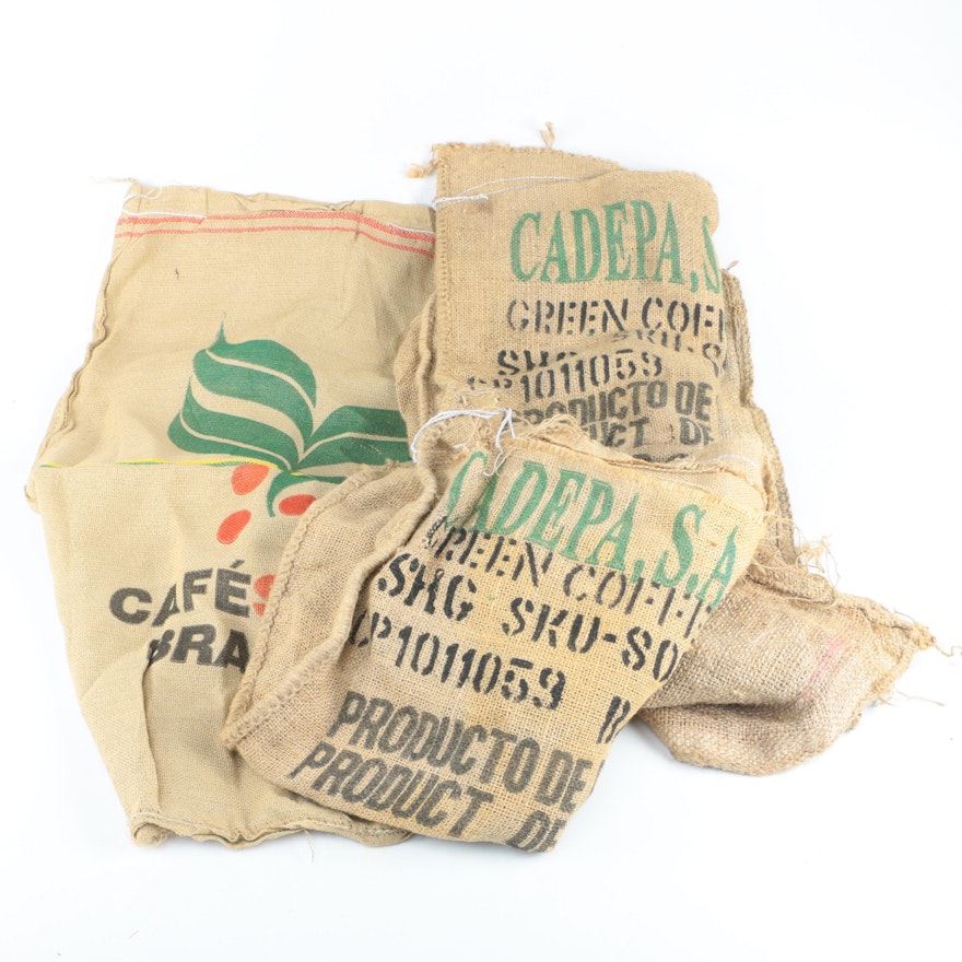 Collection of Burlap Coffee Bean Sacks