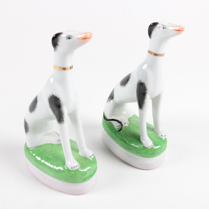 Porcelain Whippet Dog Figurines