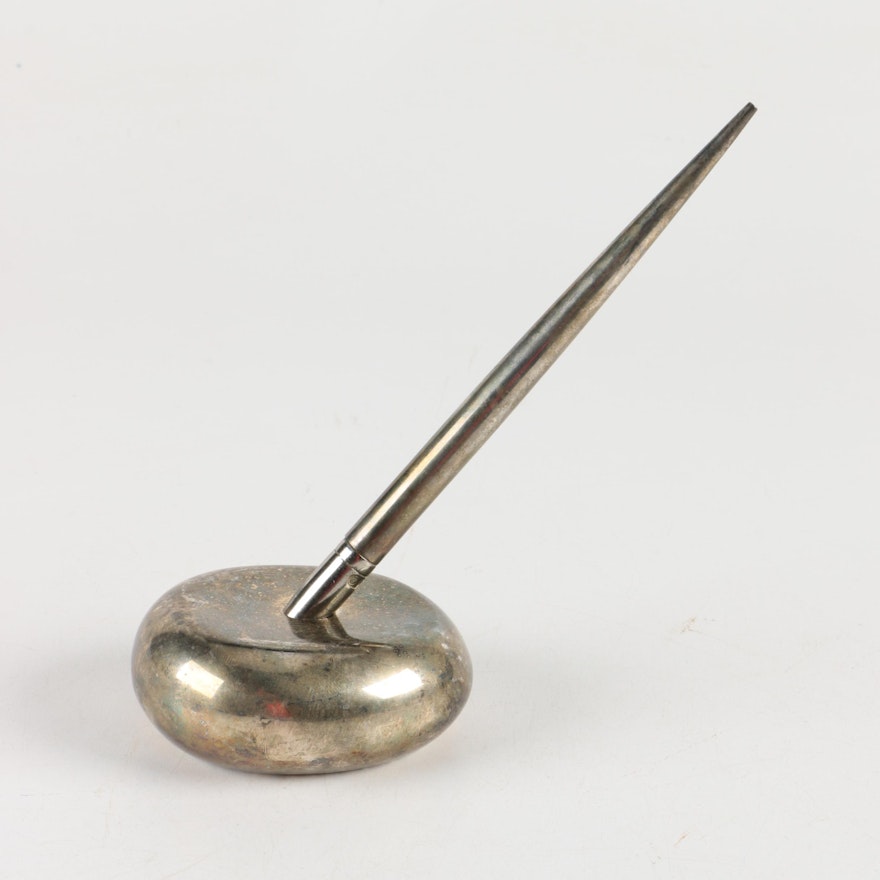 Silver Plate Ballpoint Pen with Stand