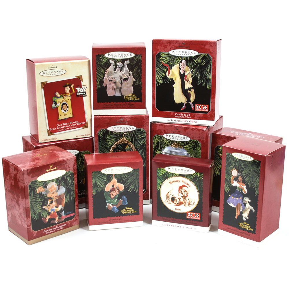 Collection of Disney Character Hallmark Keepsake Holiday Ornaments