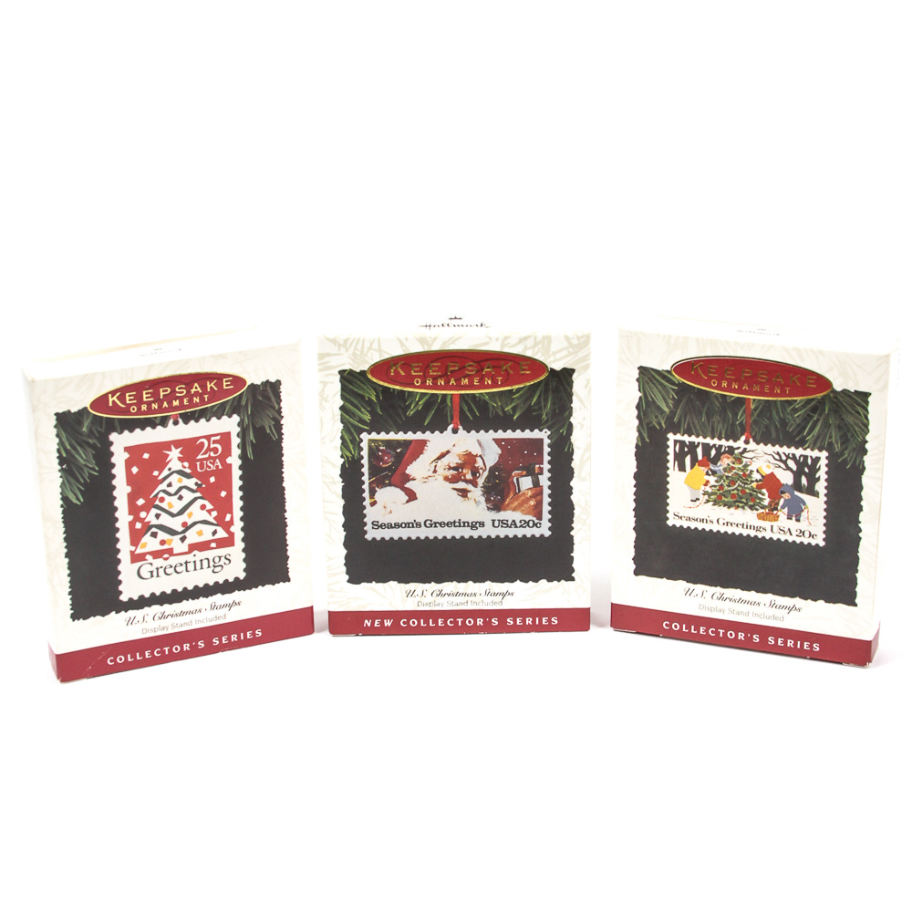 Hallmark Enamel on Copper U.S. Postage Stamp Ornaments