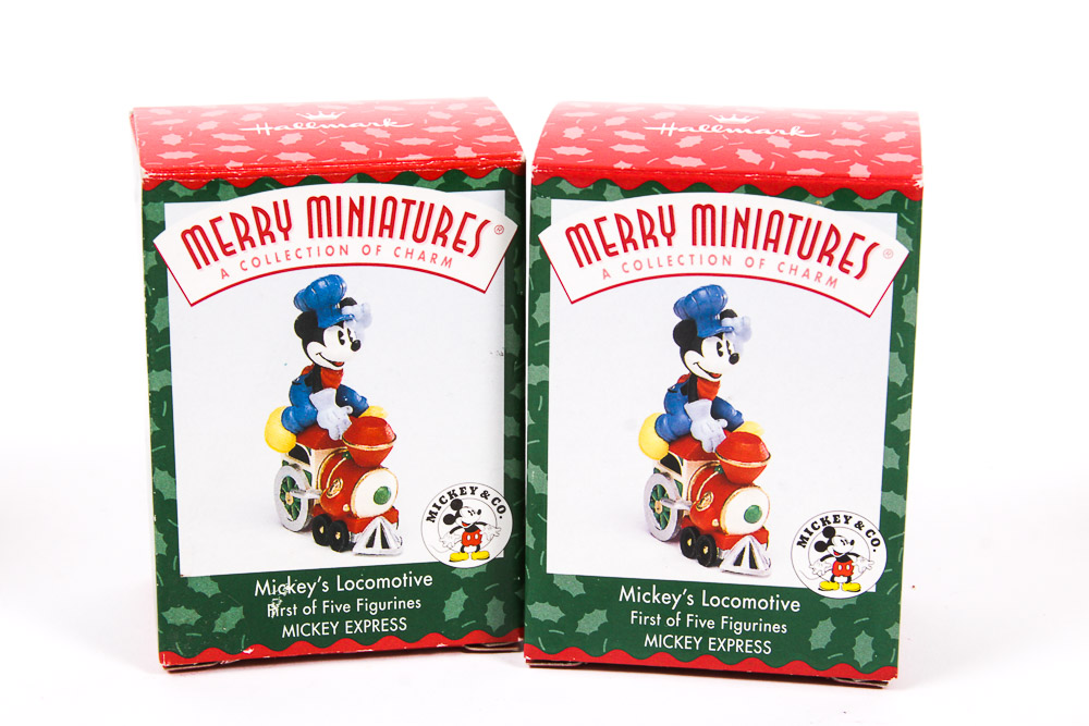 Collection of Hallmark Merry Miniatures "Mickey and Co." Holiday Ornaments