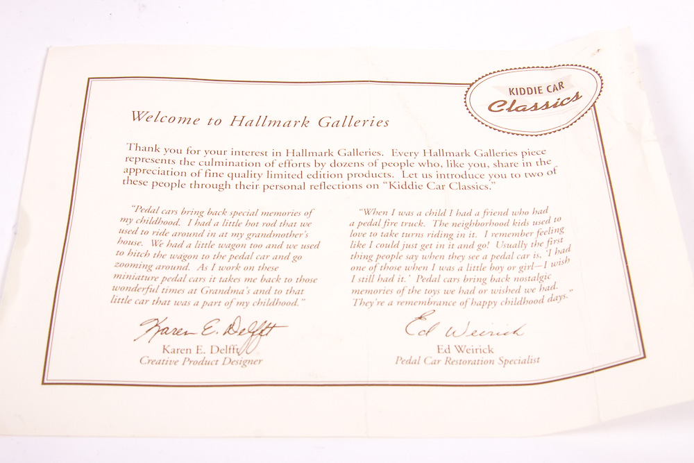 Hallmark "Kiddie Car Classics" Autographed Ed Weirick Model Airplane