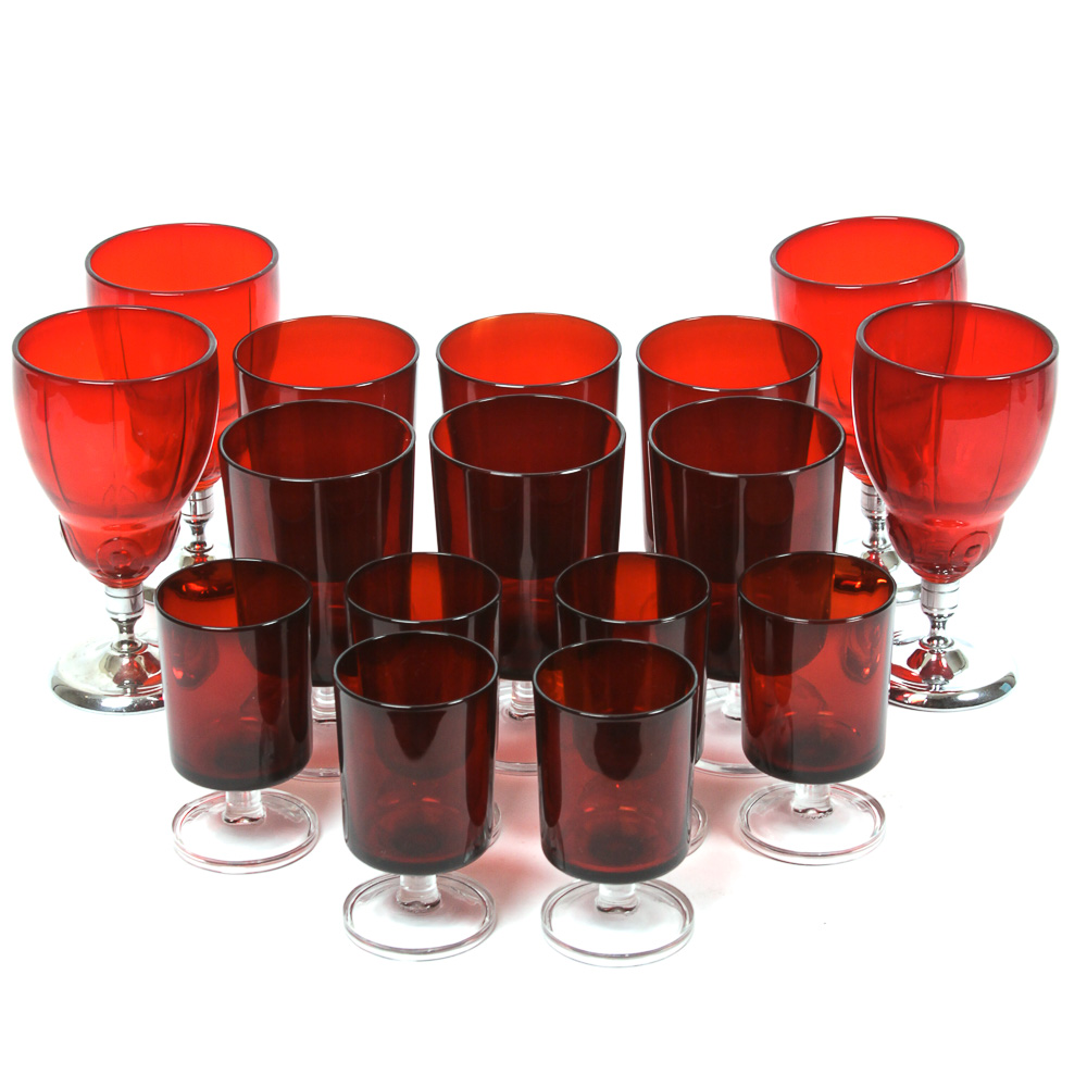 Collection of Red Glass Ware