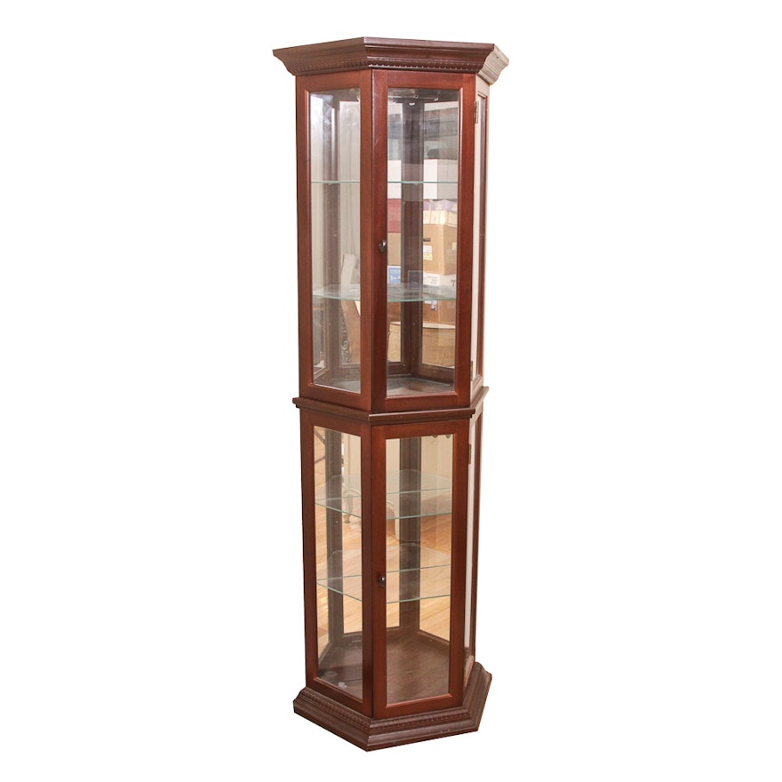 Lighted Wood and Plexiglass Display Cabinet