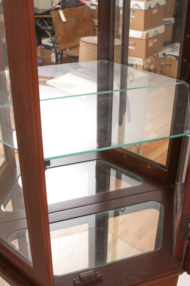 Lighted Wood and Plexiglass Display Cabinet