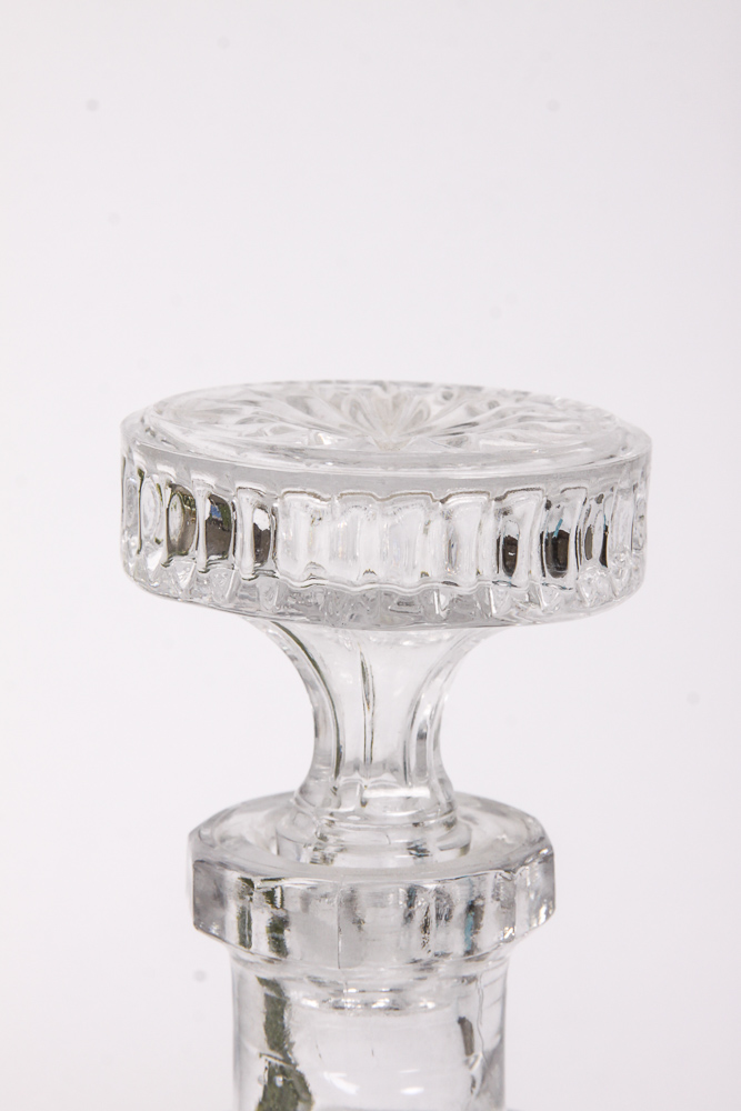 Indiana Glass Dark Green "Diamond Point" Goblets and a Decanter