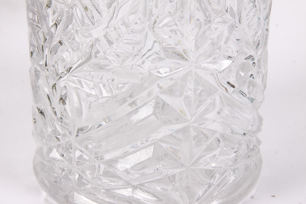 Indiana Glass Dark Green "Diamond Point" Goblets and a Decanter