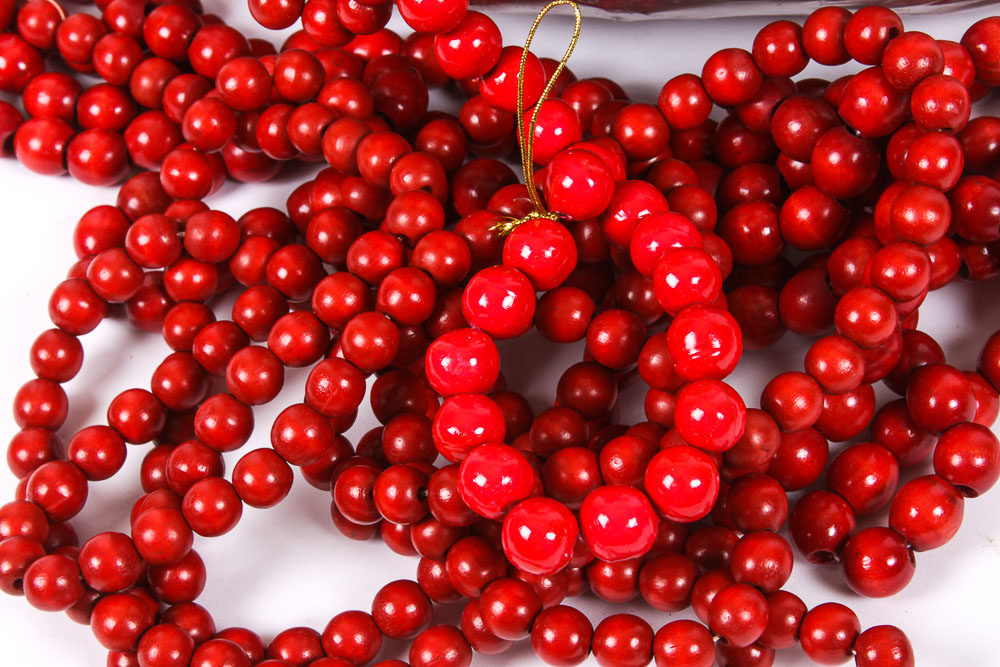 Red Dyed Wood Beaded Garlands