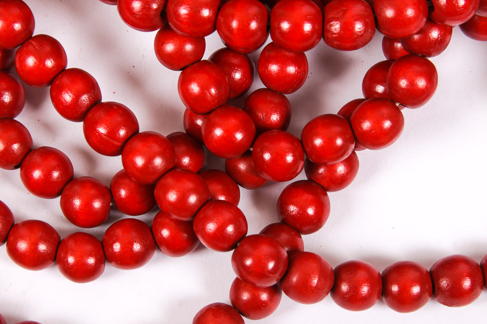 Red Dyed Wood Beaded Garlands