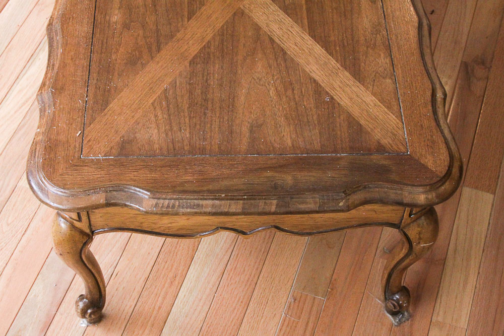 Vintage French Provincial Style Walnut Coffee Table