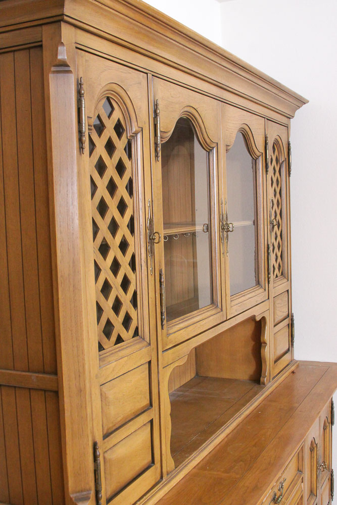 French Provincial Buffet with Cabinet Attributed to Thomasville