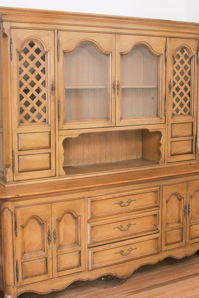 French Provincial Buffet with Cabinet Attributed to Thomasville