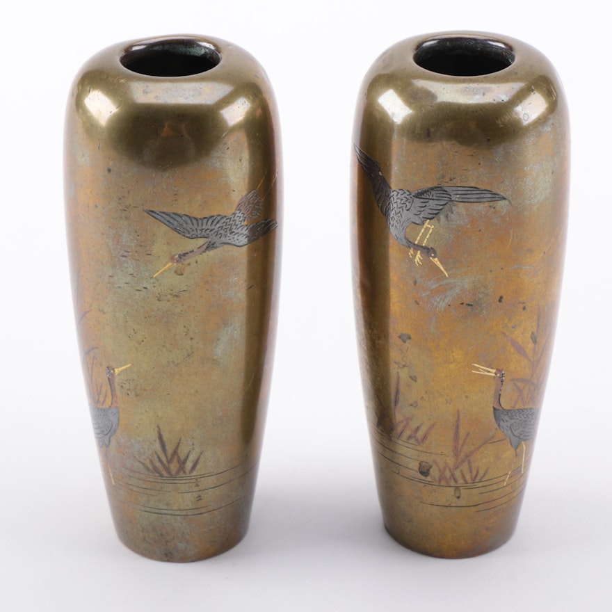 19th Century Japanese Bronze Vases from Nogawa Studio Kyoto