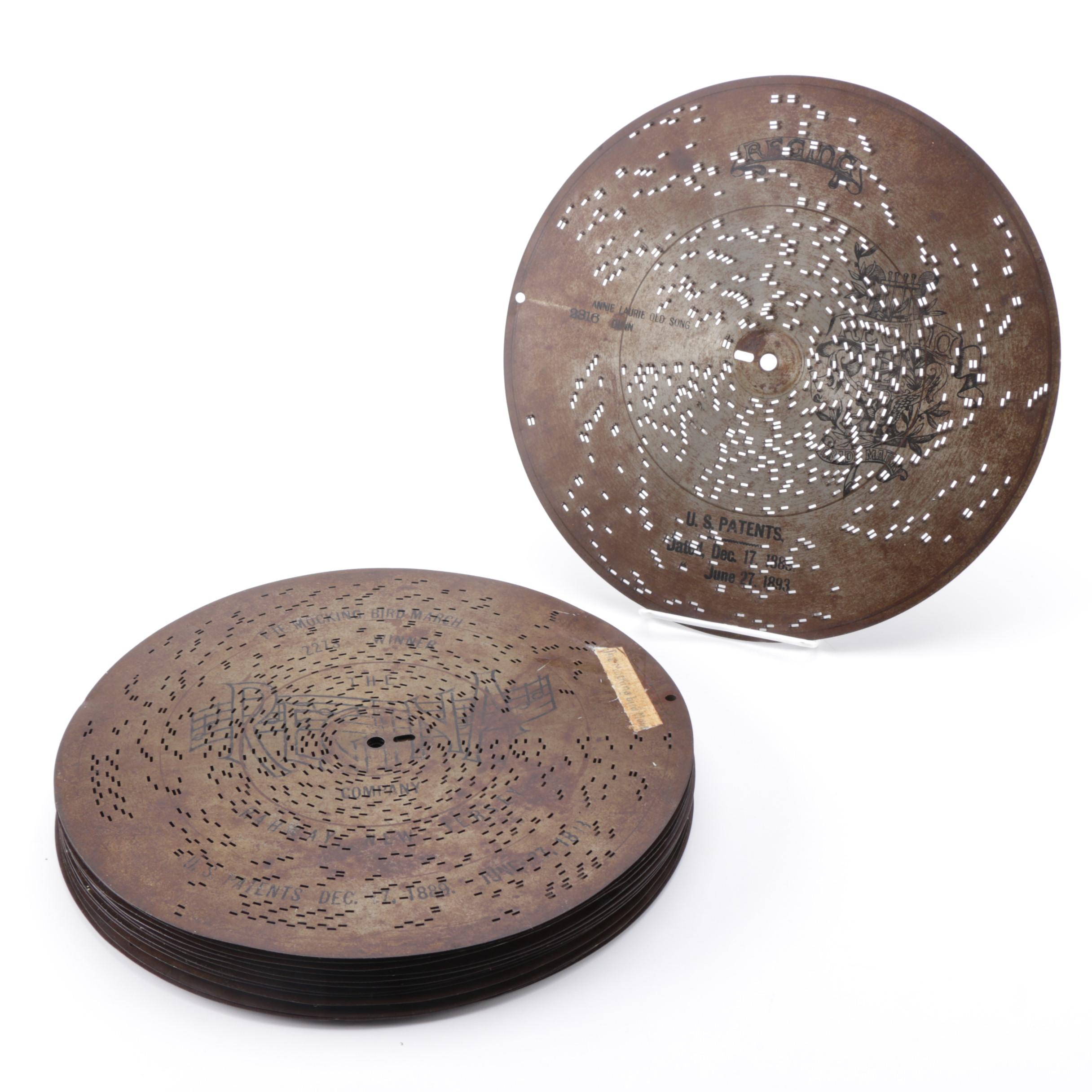 Antique Regina Metal Music Box Discs
