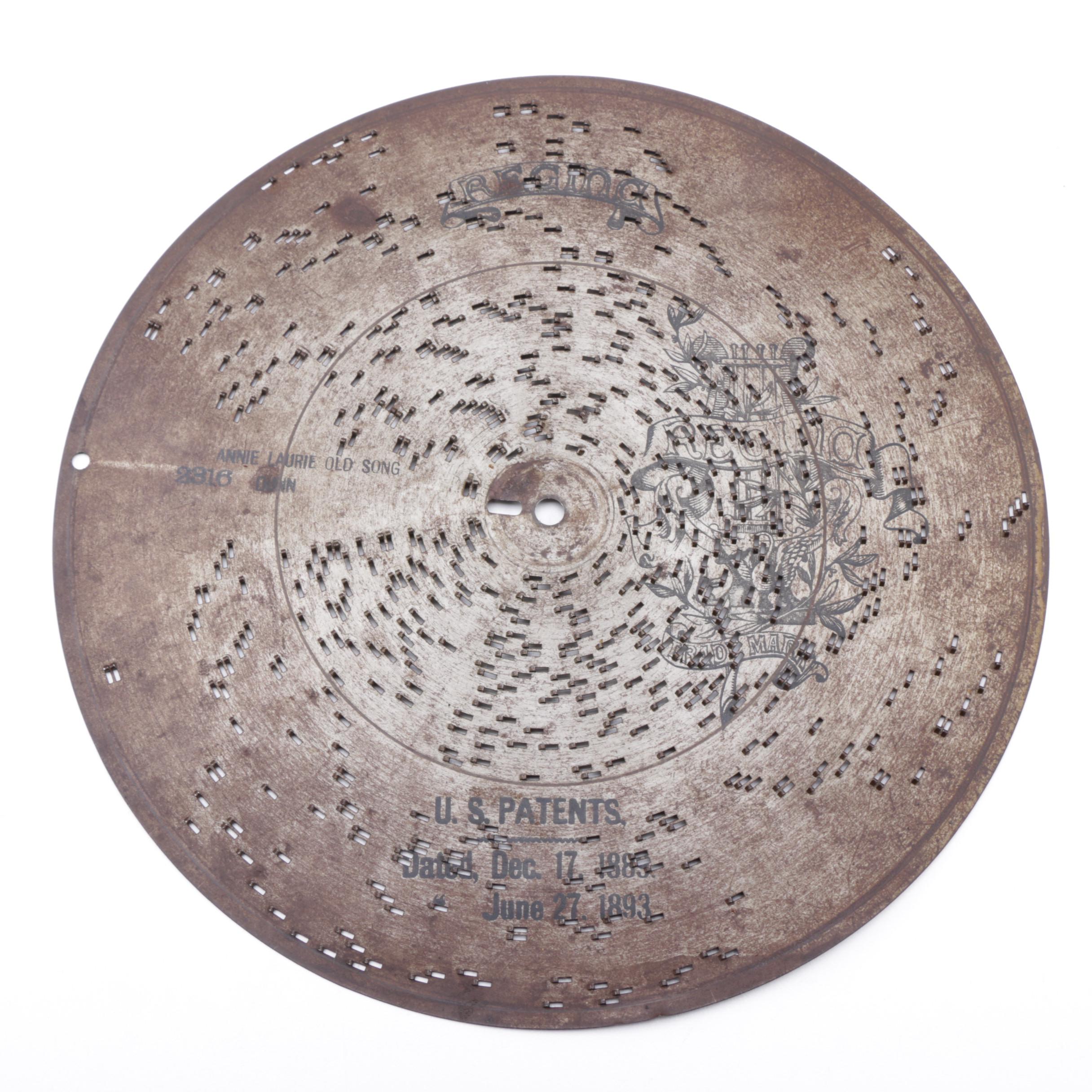 Antique Regina Metal Music Box Discs
