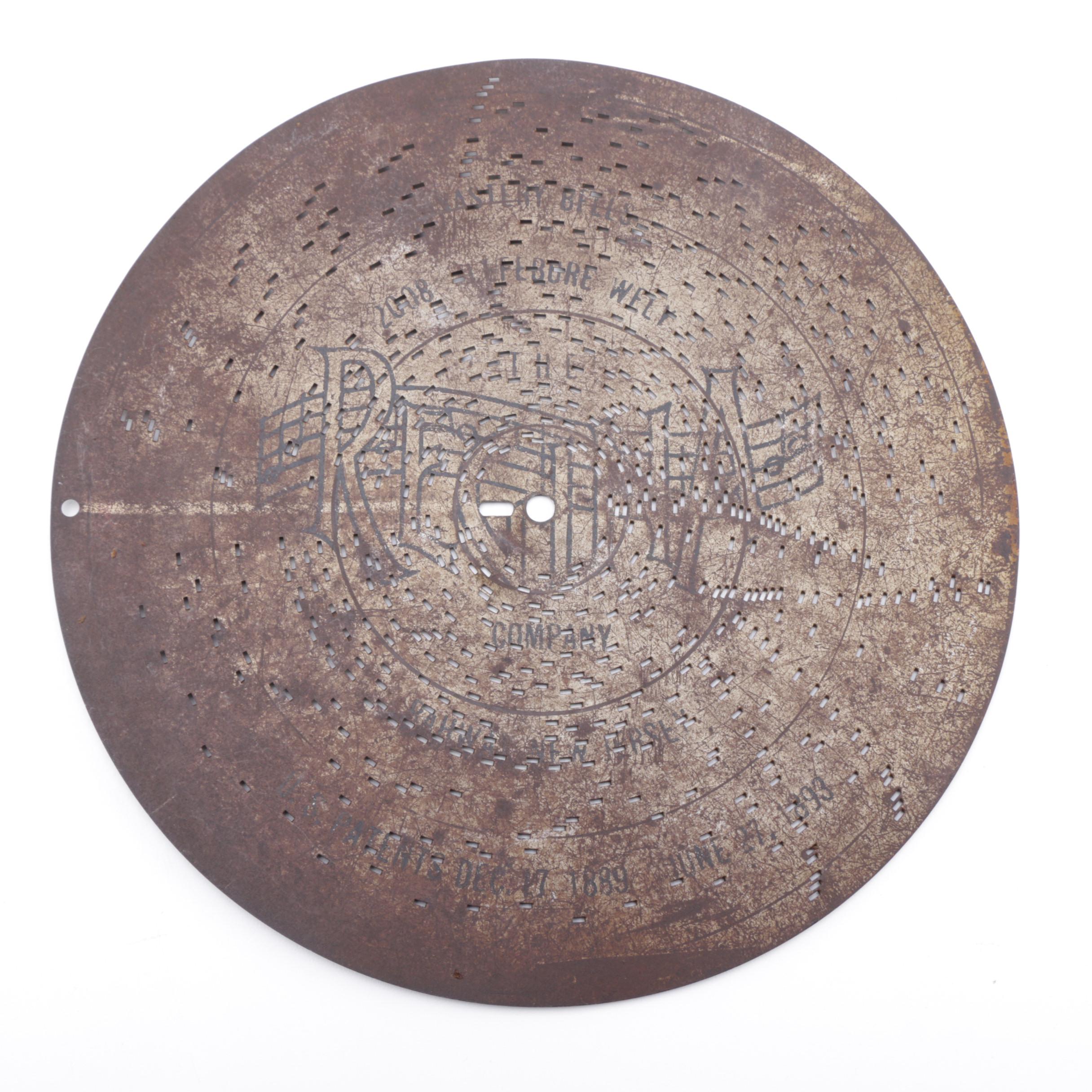 Antique Regina Metal Music Box Discs