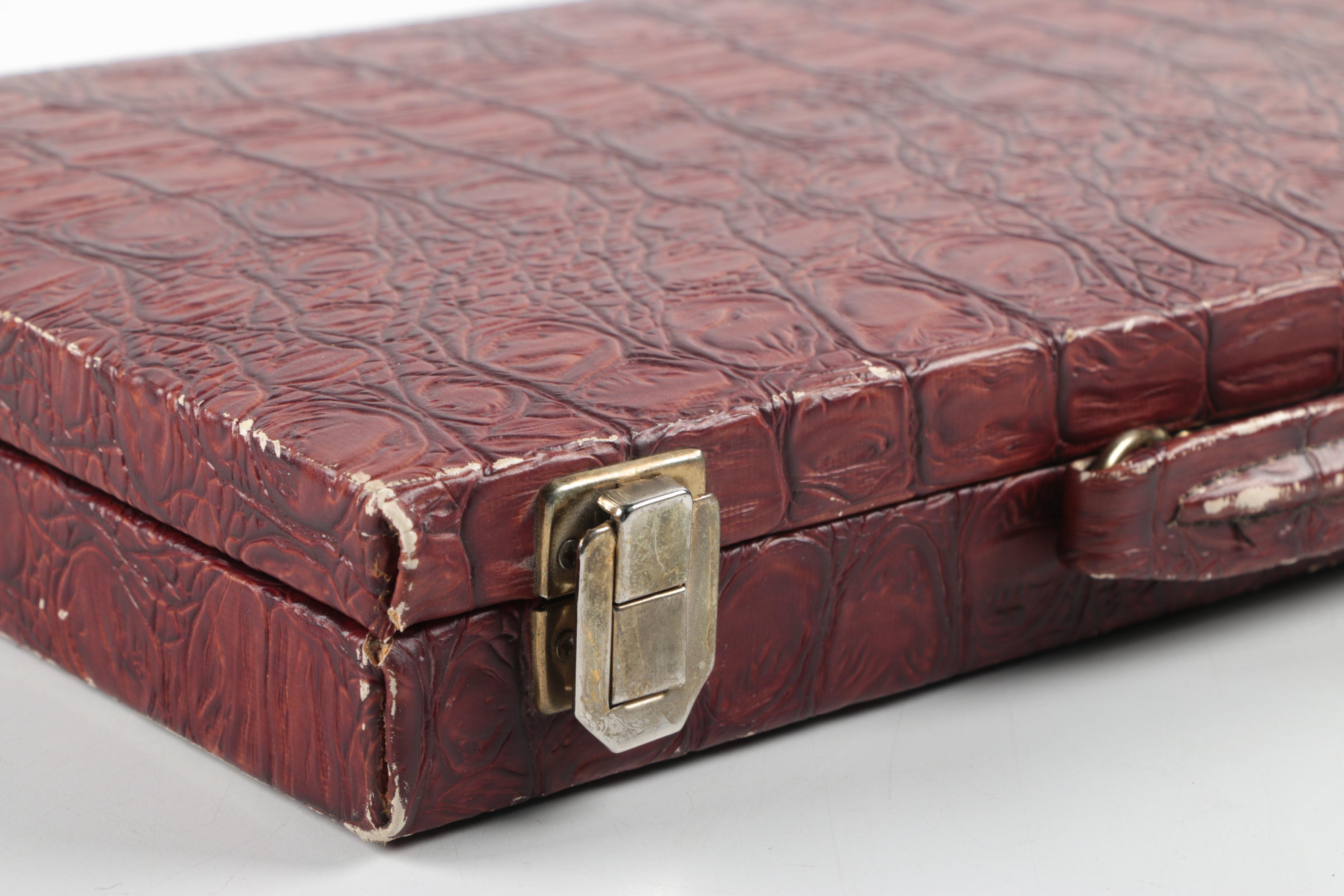 Mahjong Set in Leather Case with Bakelite Tile Holders