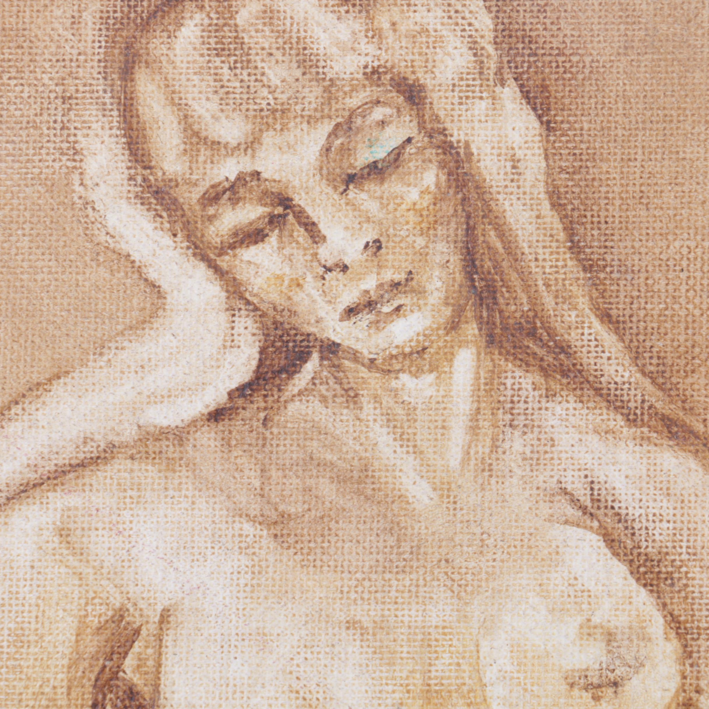 Oil Painting on Canvas Board of Nude Figure Study