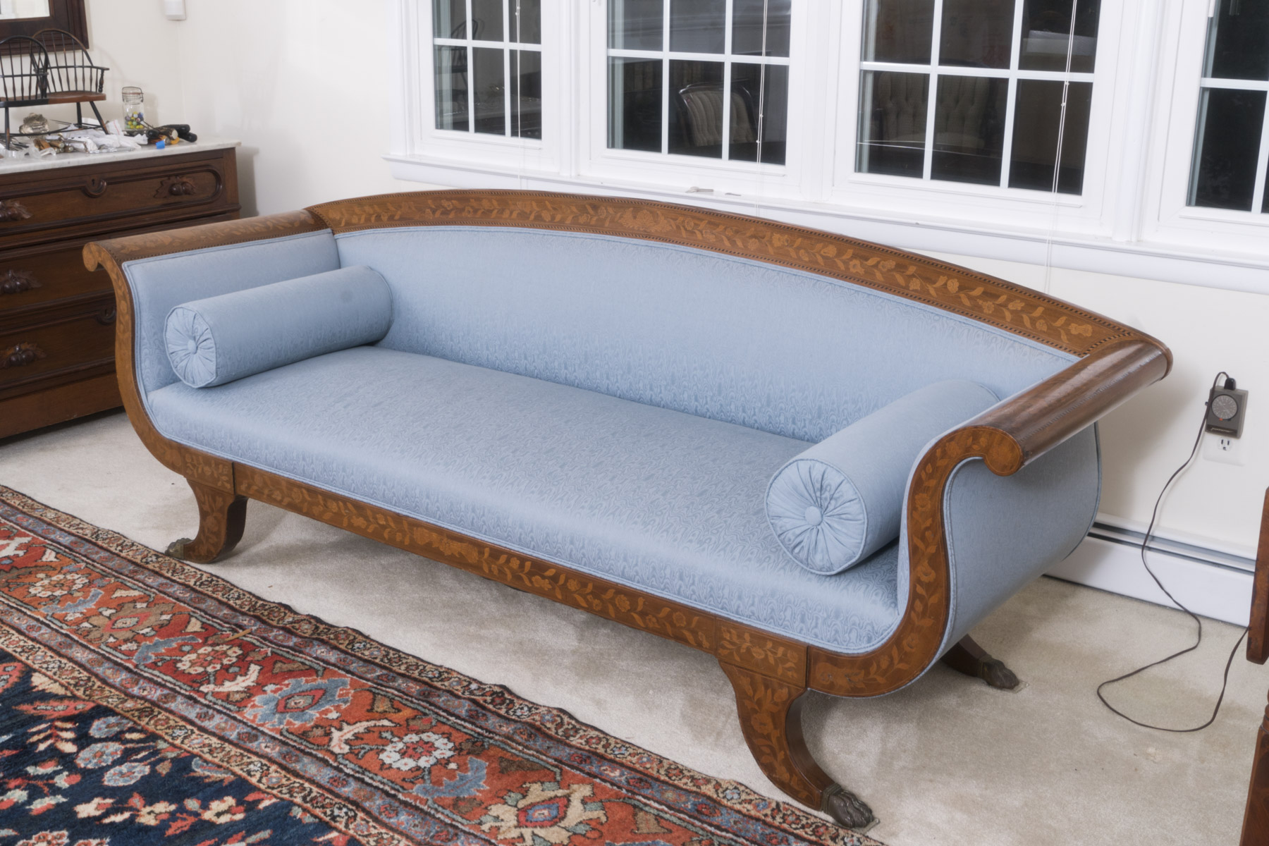 Circa 1830 Dutch Marquetry Walnut Sofa