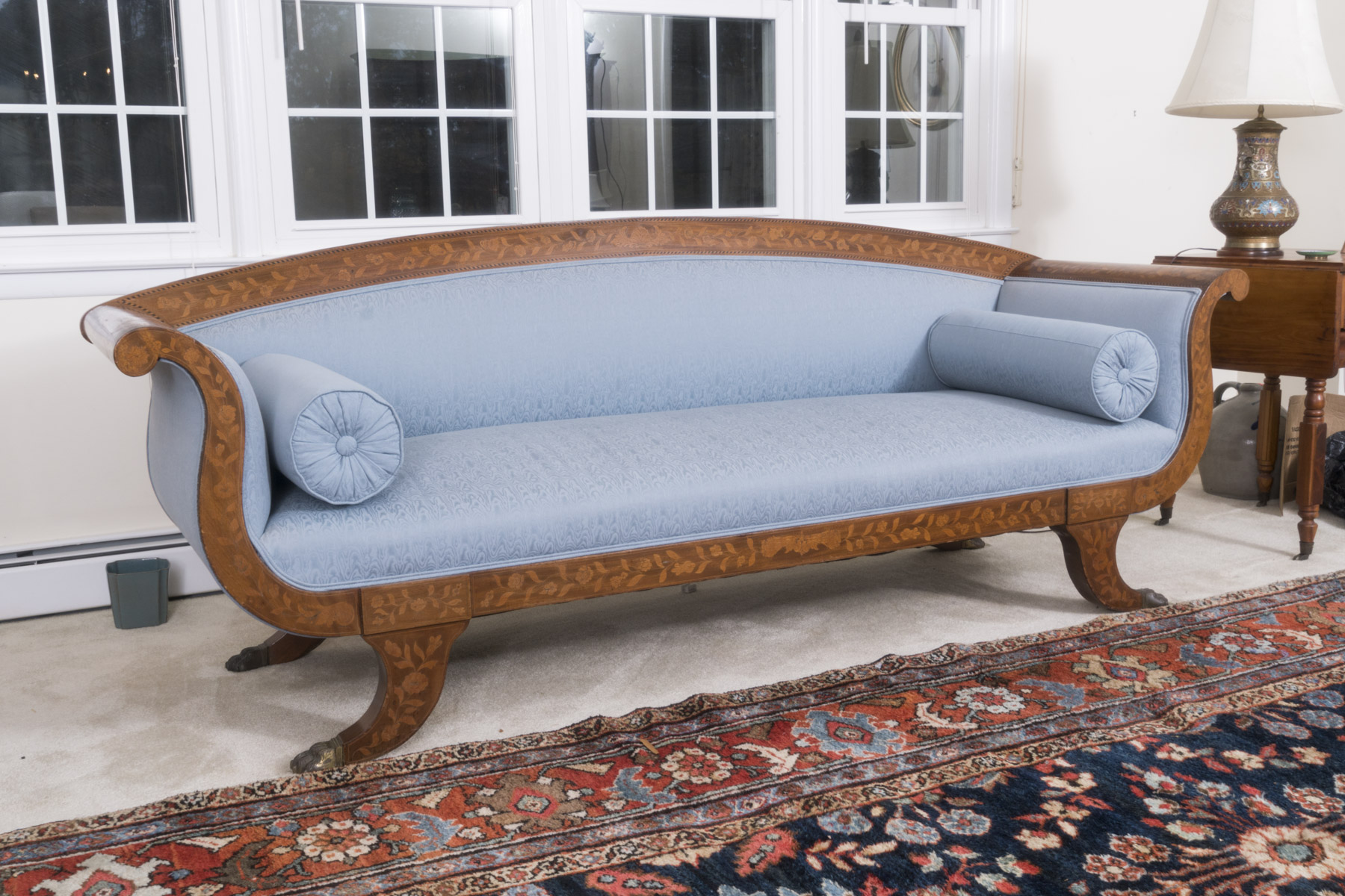 Circa 1830 Dutch Marquetry Walnut Sofa