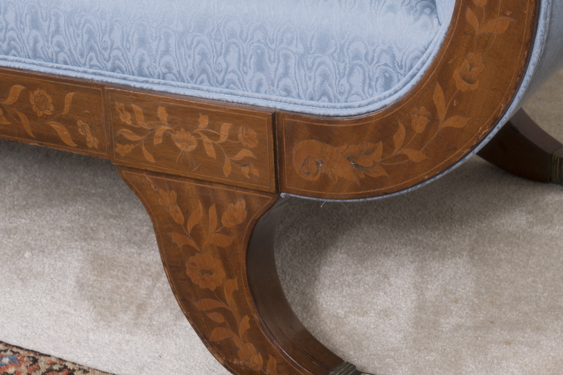 Circa 1830 Dutch Marquetry Walnut Sofa