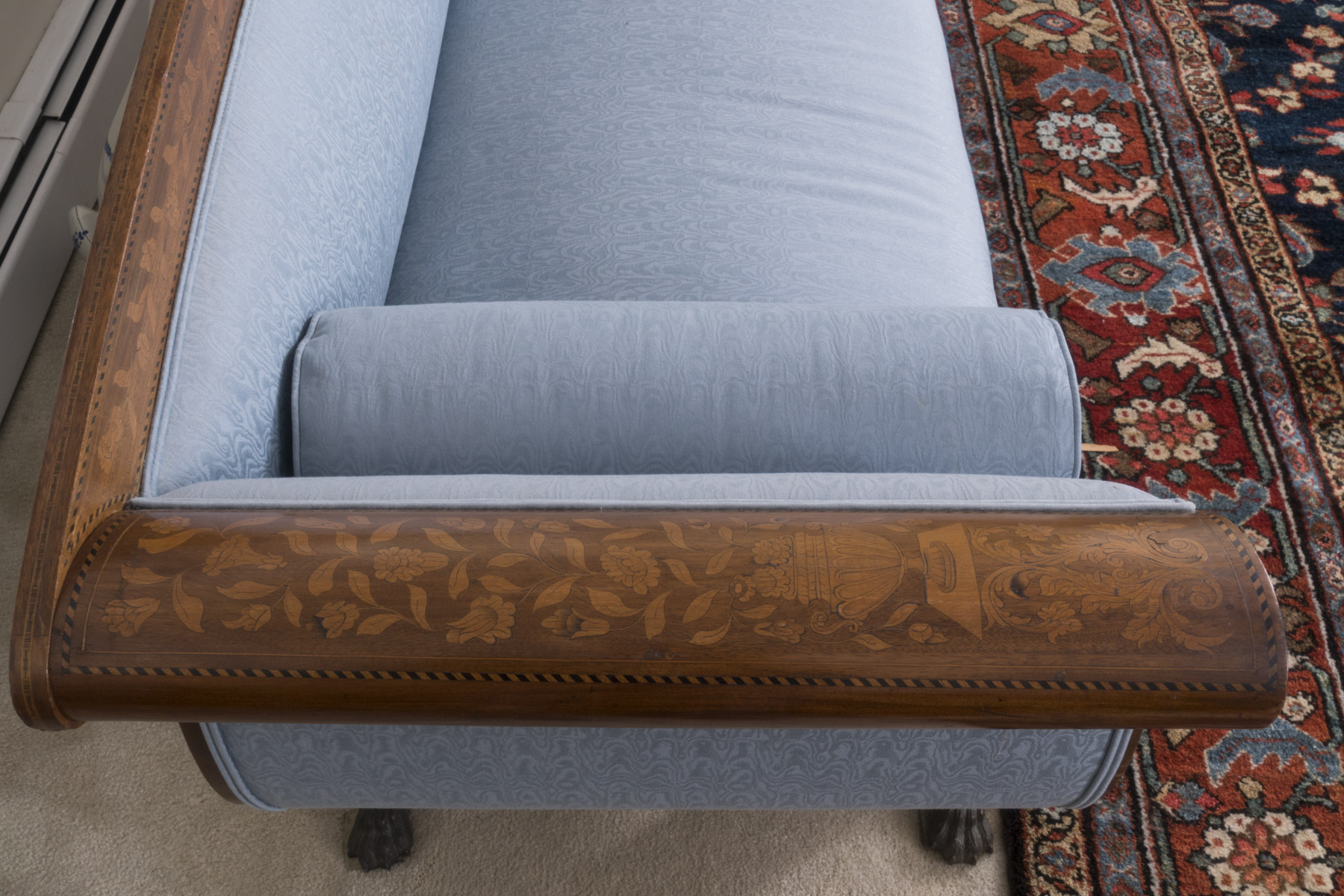 Circa 1830 Dutch Marquetry Walnut Sofa