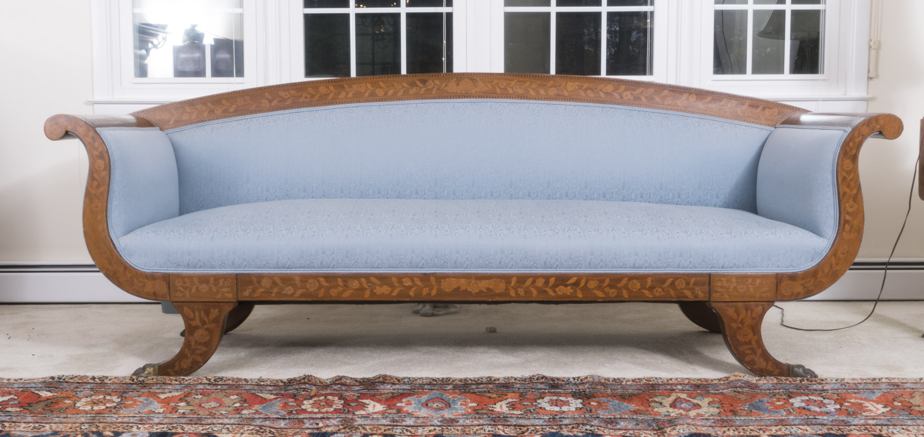 Circa 1830 Dutch Marquetry Walnut Sofa