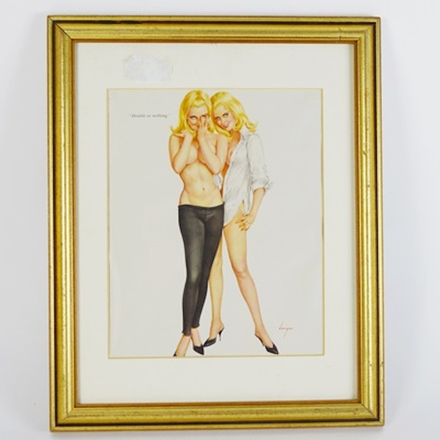 Alberto Vargas Offset Lithograph "Double or Nothing" Pin-up