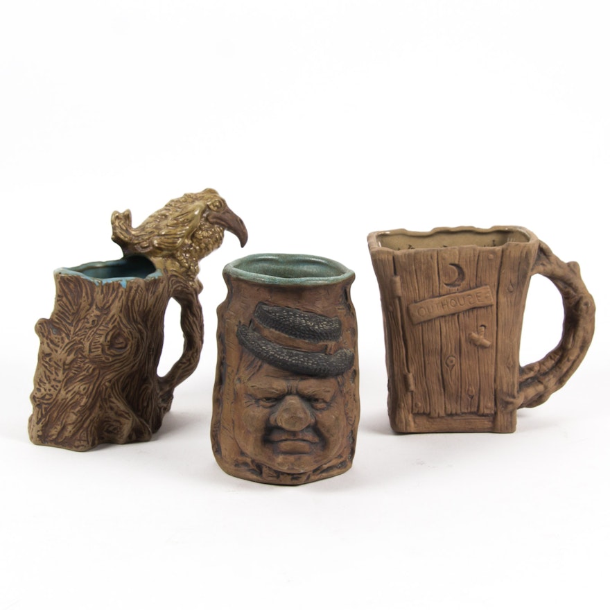 Trio of Early 1970s Jim Rumph Ceramarte Mugs